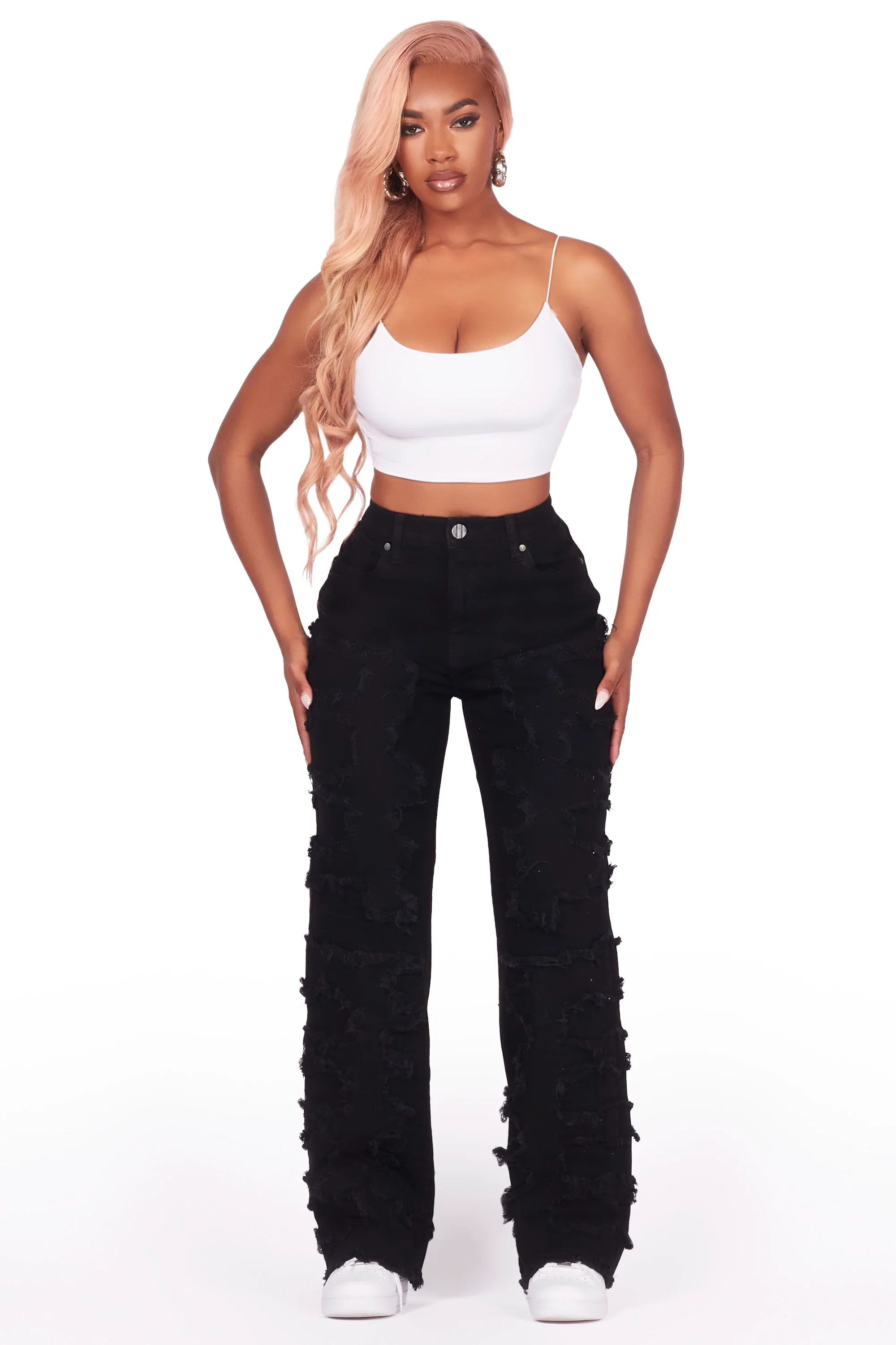 Jhourney Black Baggy Stacked Jean - Image 2