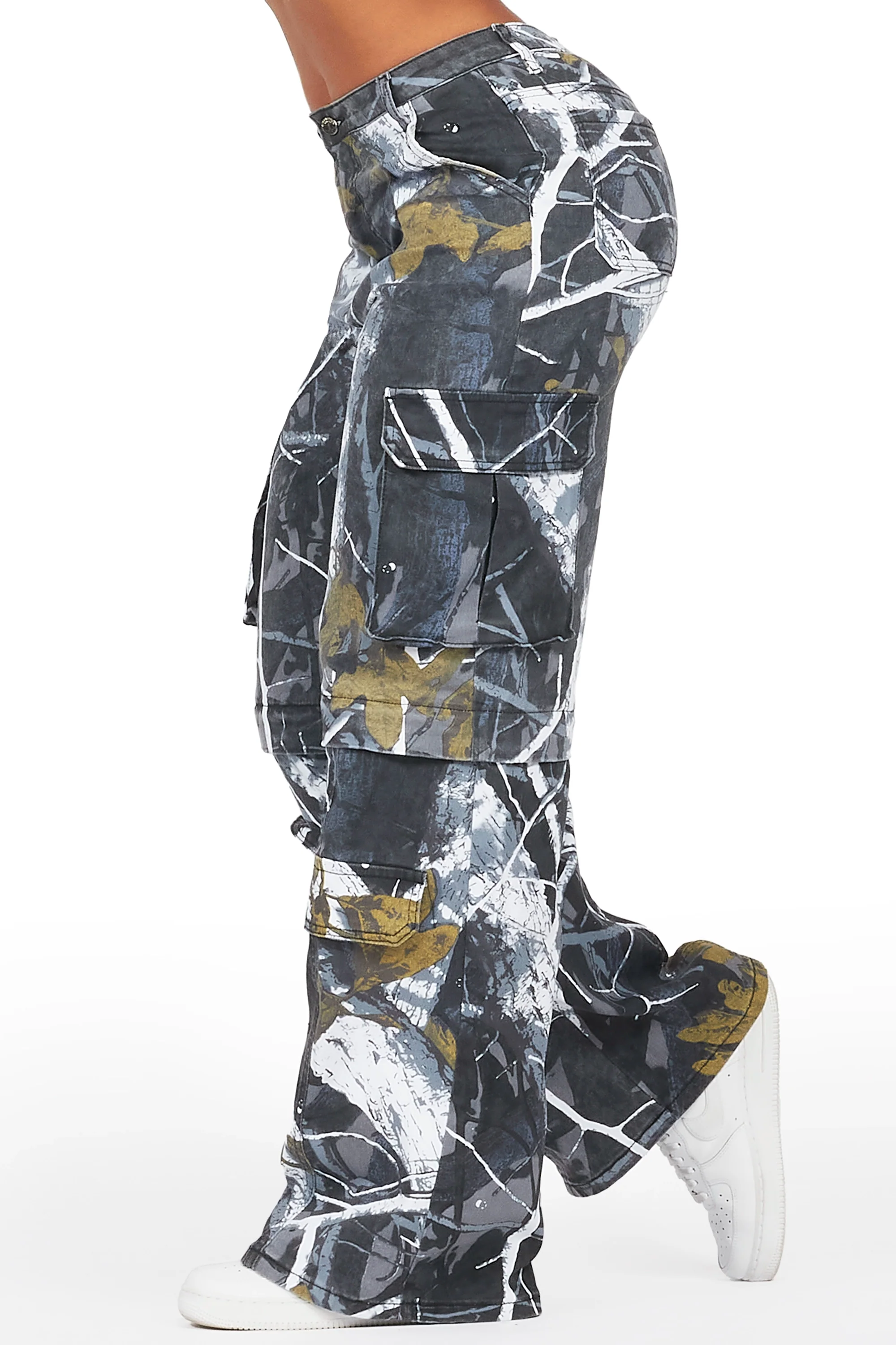 Precious Black Tree Camo Baggy Stacked Jean - Image 6