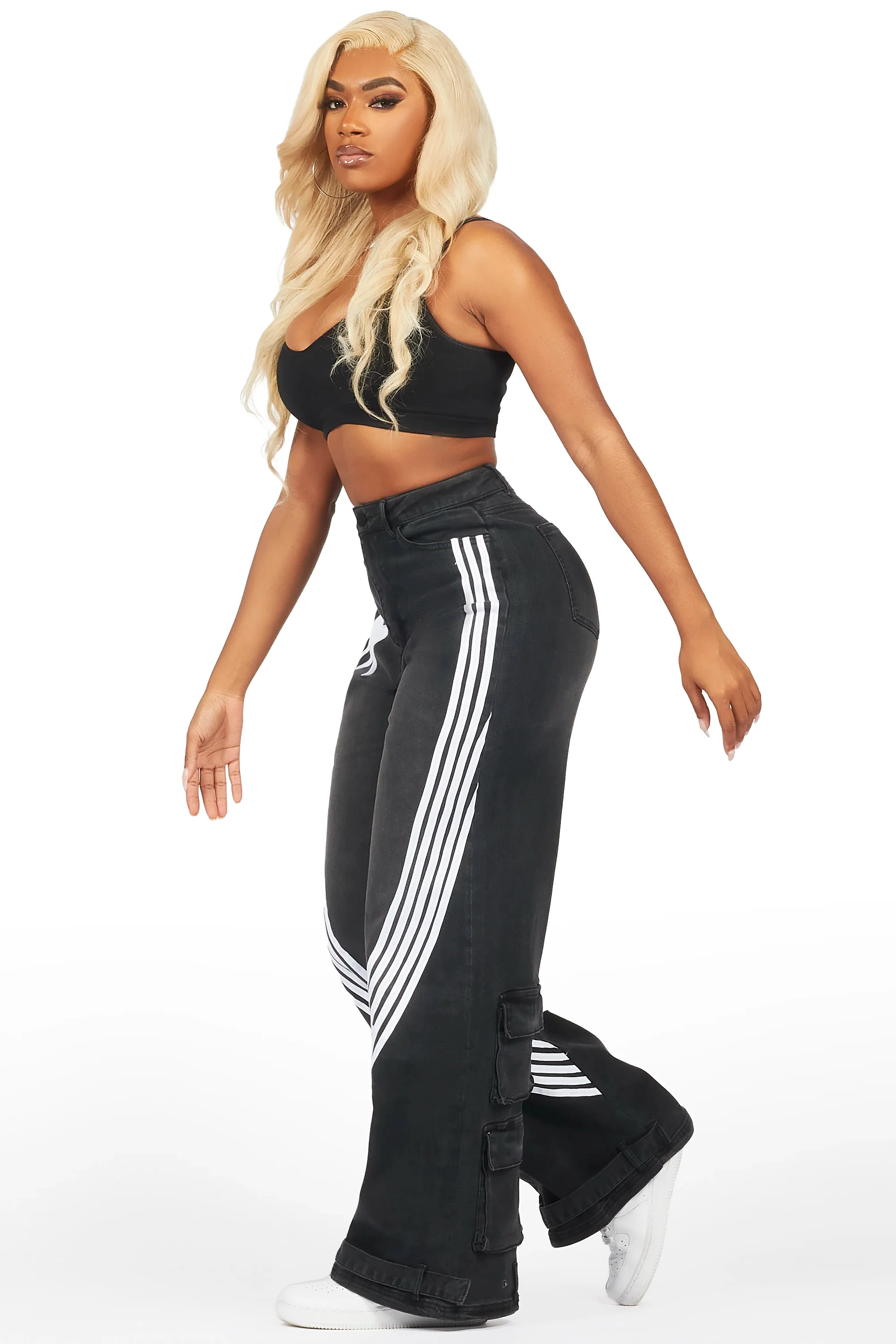 Bryana Black Wash Wide Leg Jean - Image 3