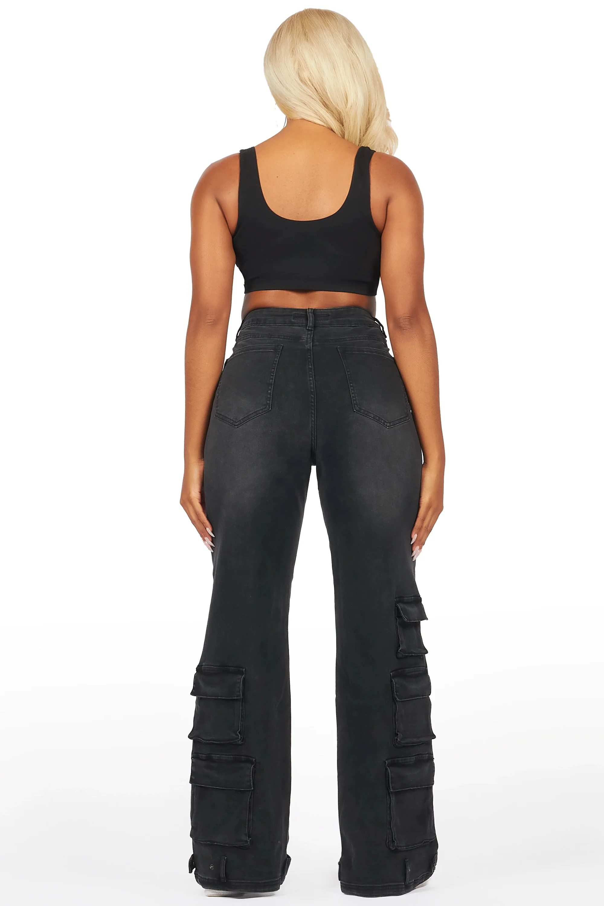 Bryana Black Wash Wide Leg Jean - Image 5