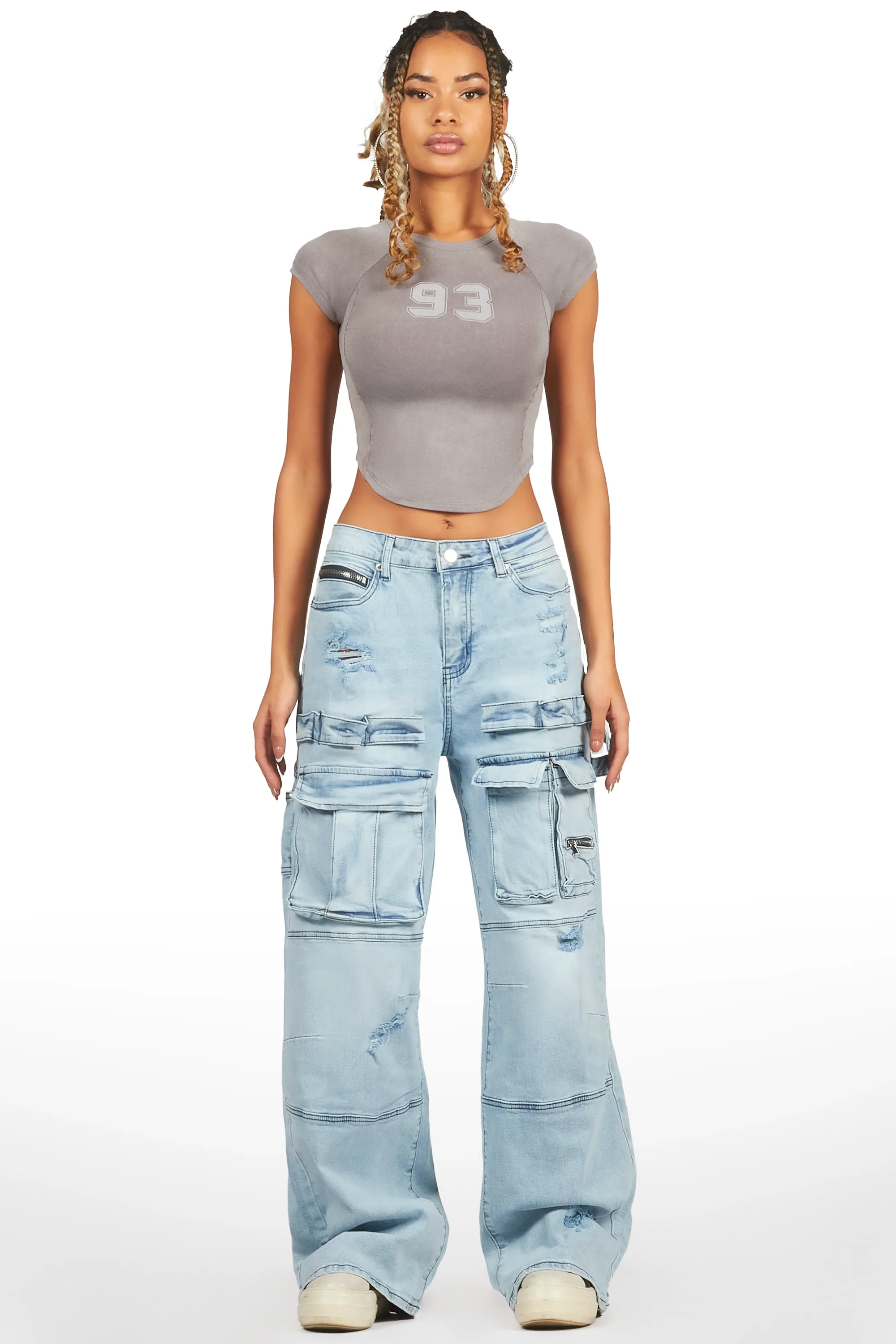 Shakyra Light Wash Baggy Cargo Jean - Image 3