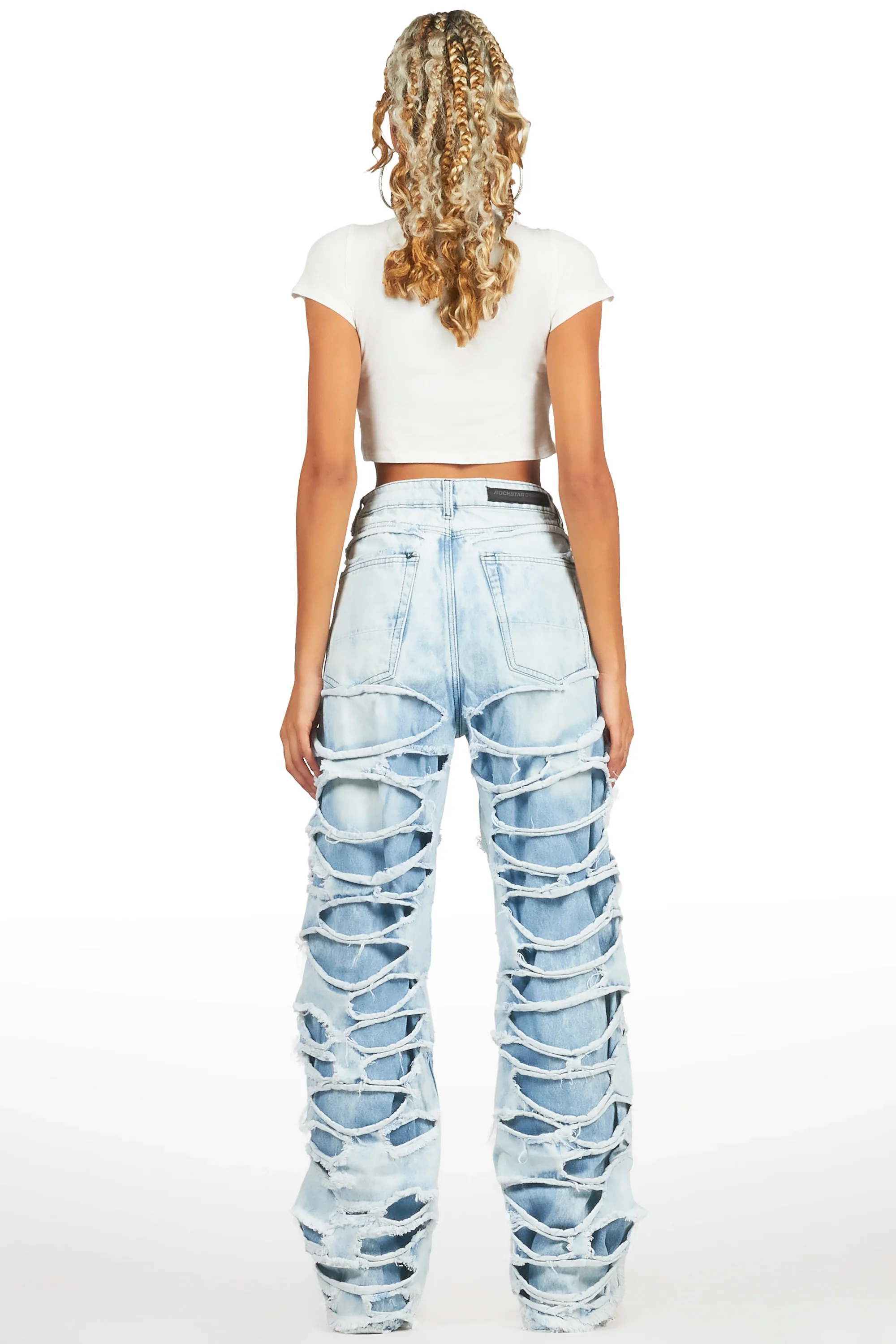 Luisa Light Wash Baggy Cargo Jean - Image 5