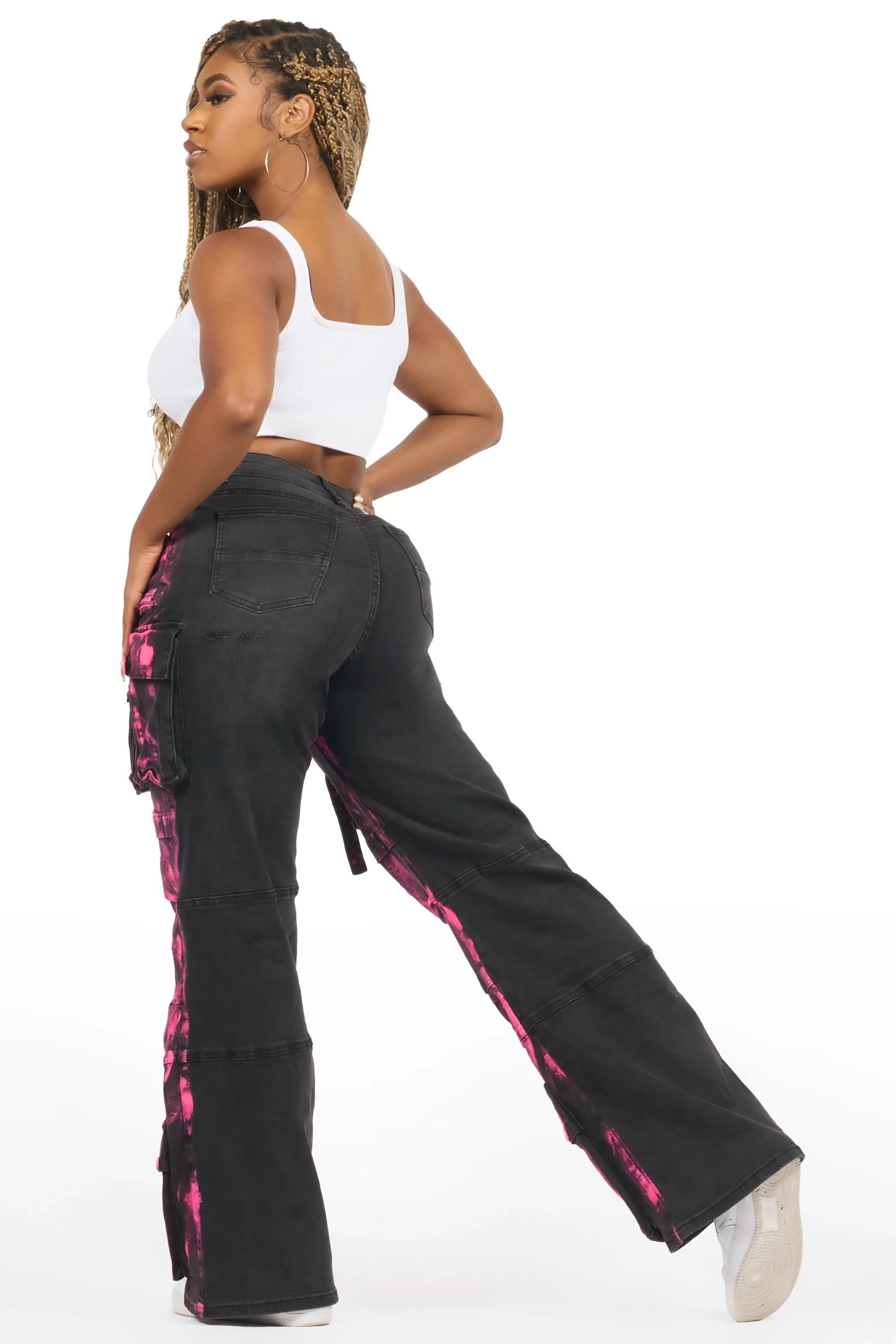 Alliyha Black Painted Wide Leg Jean - Image 4