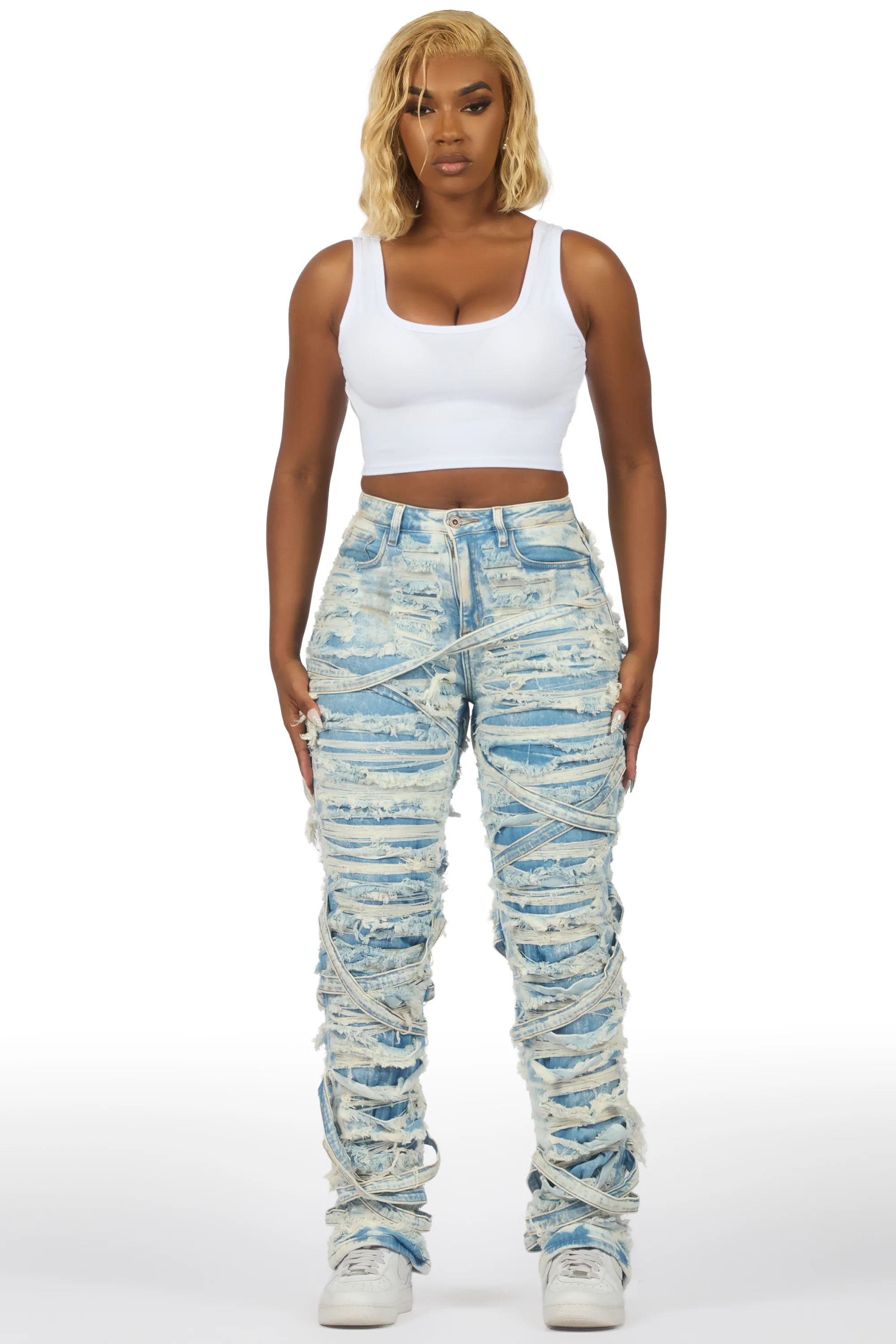 Kelia Light Wash Distressed Jean - Image 3