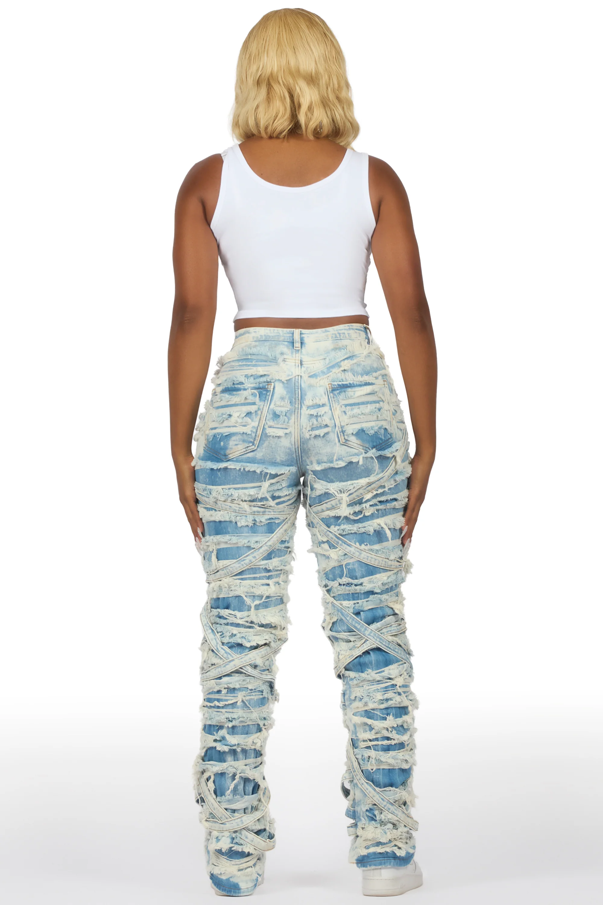 Kelia Light Wash Distressed Jean - Image 6