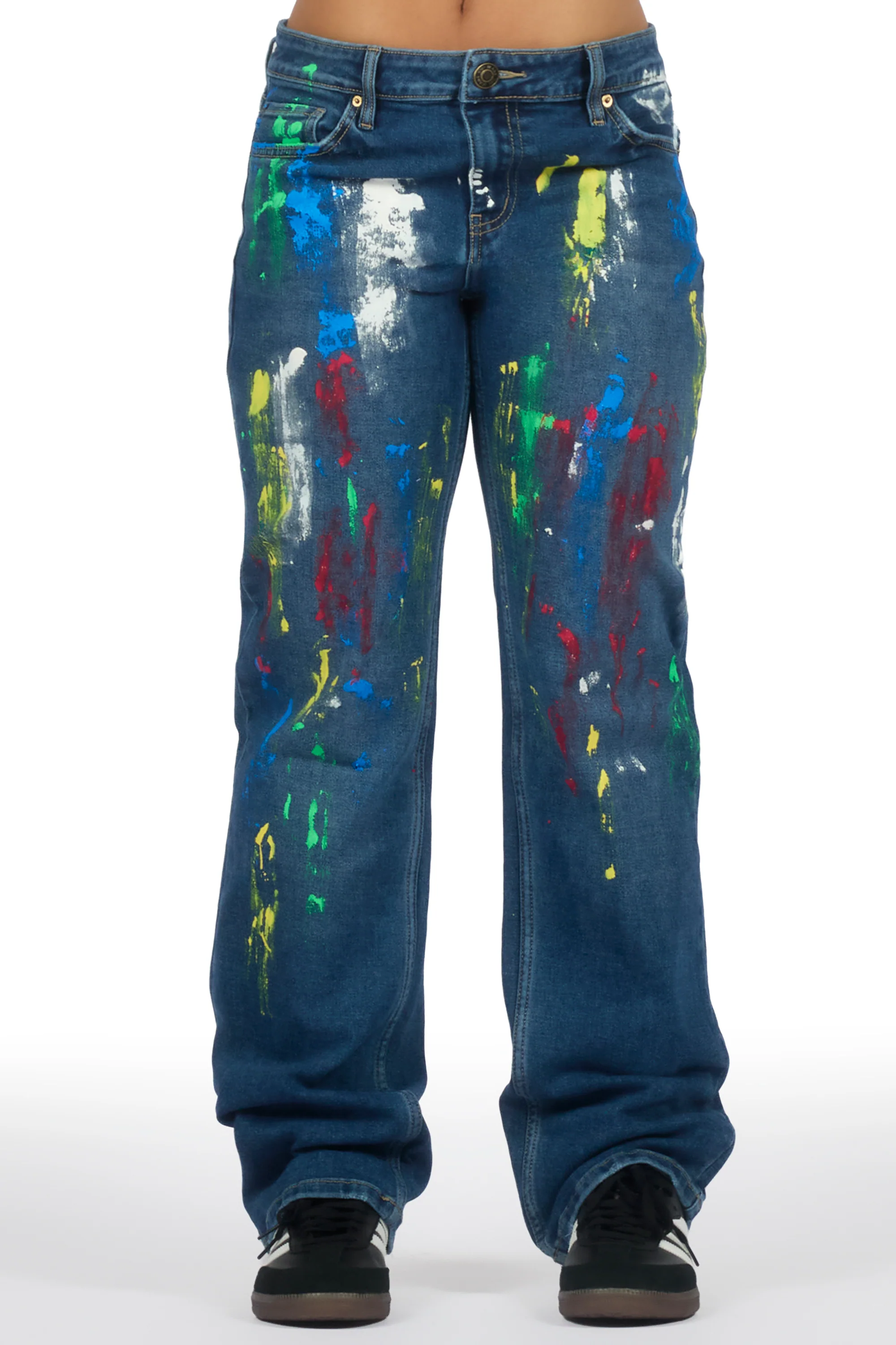 Chianne Dark Wash Painted Baggy Jean