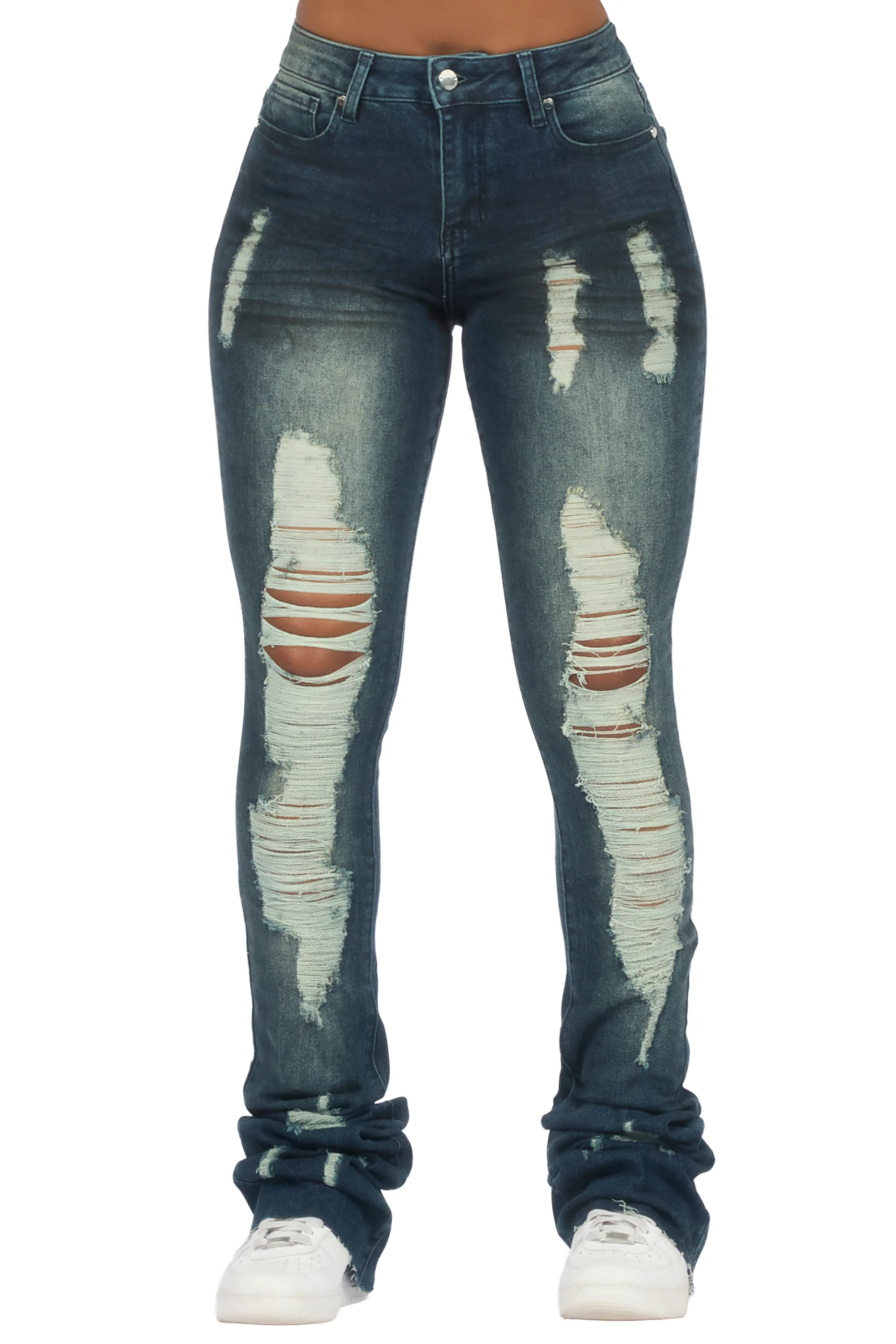 Got A Crush Dark Wash Distressed Super Stacked Jean - Image 6