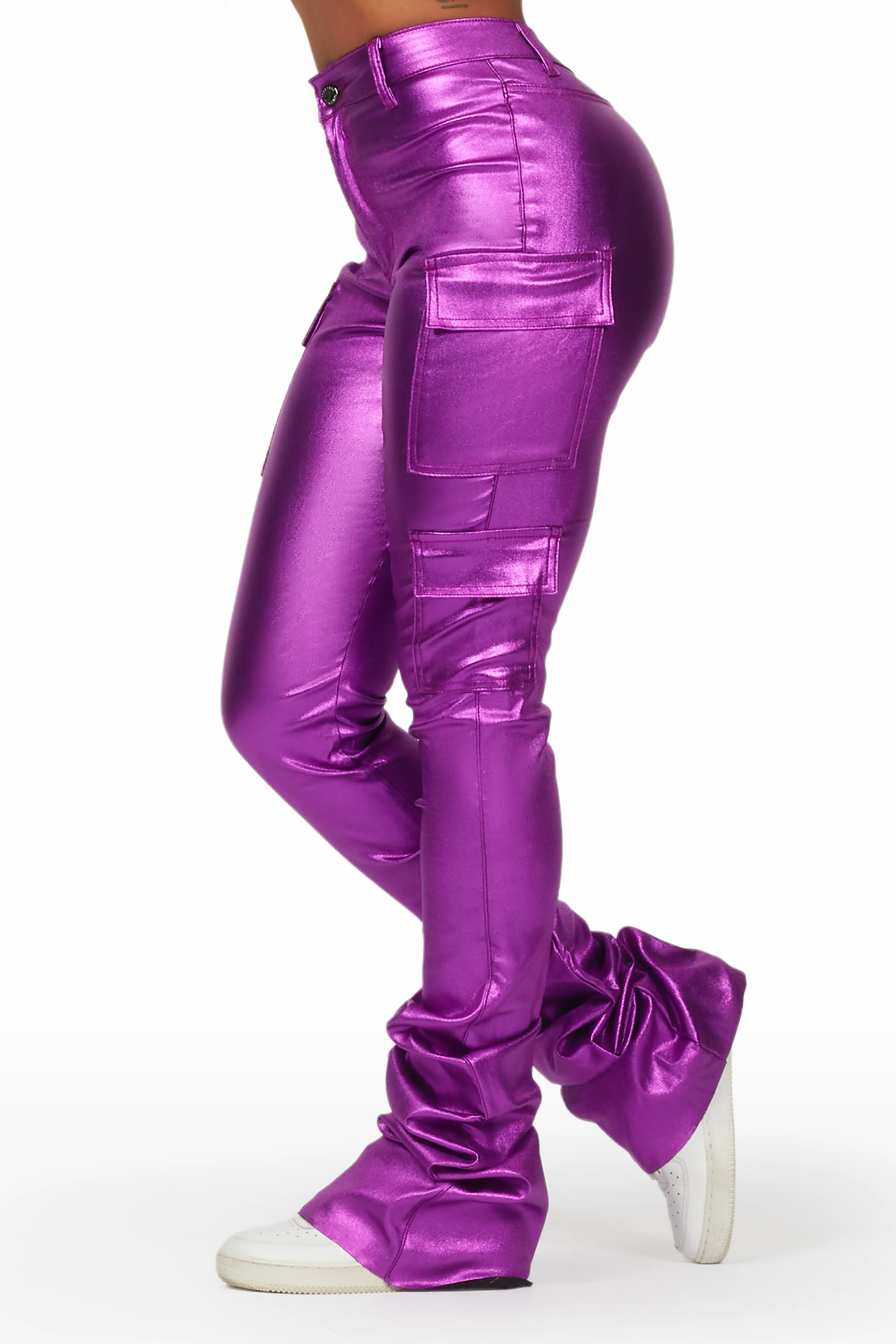 Vixen Metallic Purple Cargo Super Stacked Pant - Image 2