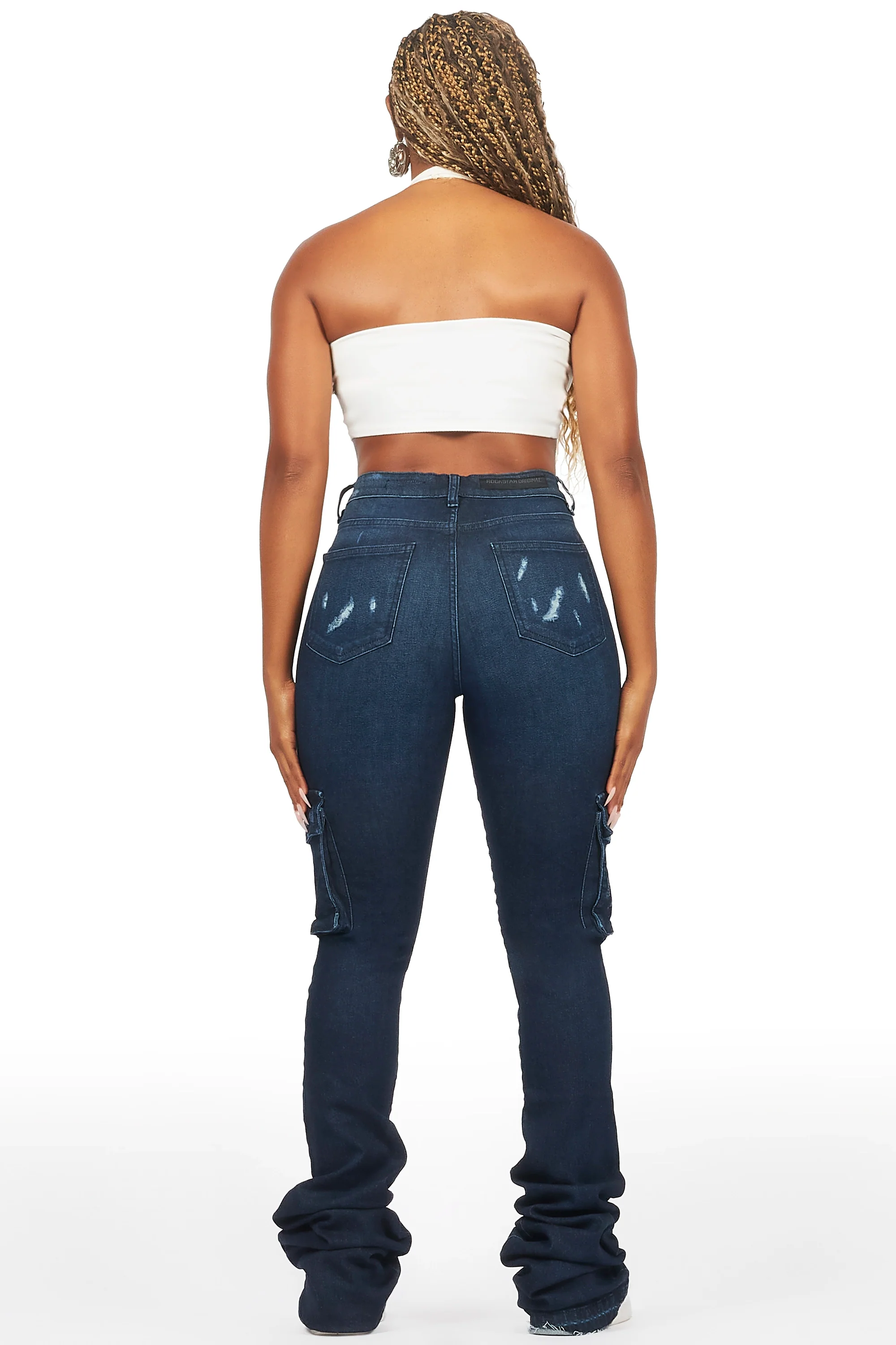 Noor Dark Wash Cargo Super Stacked Jean - Image 6