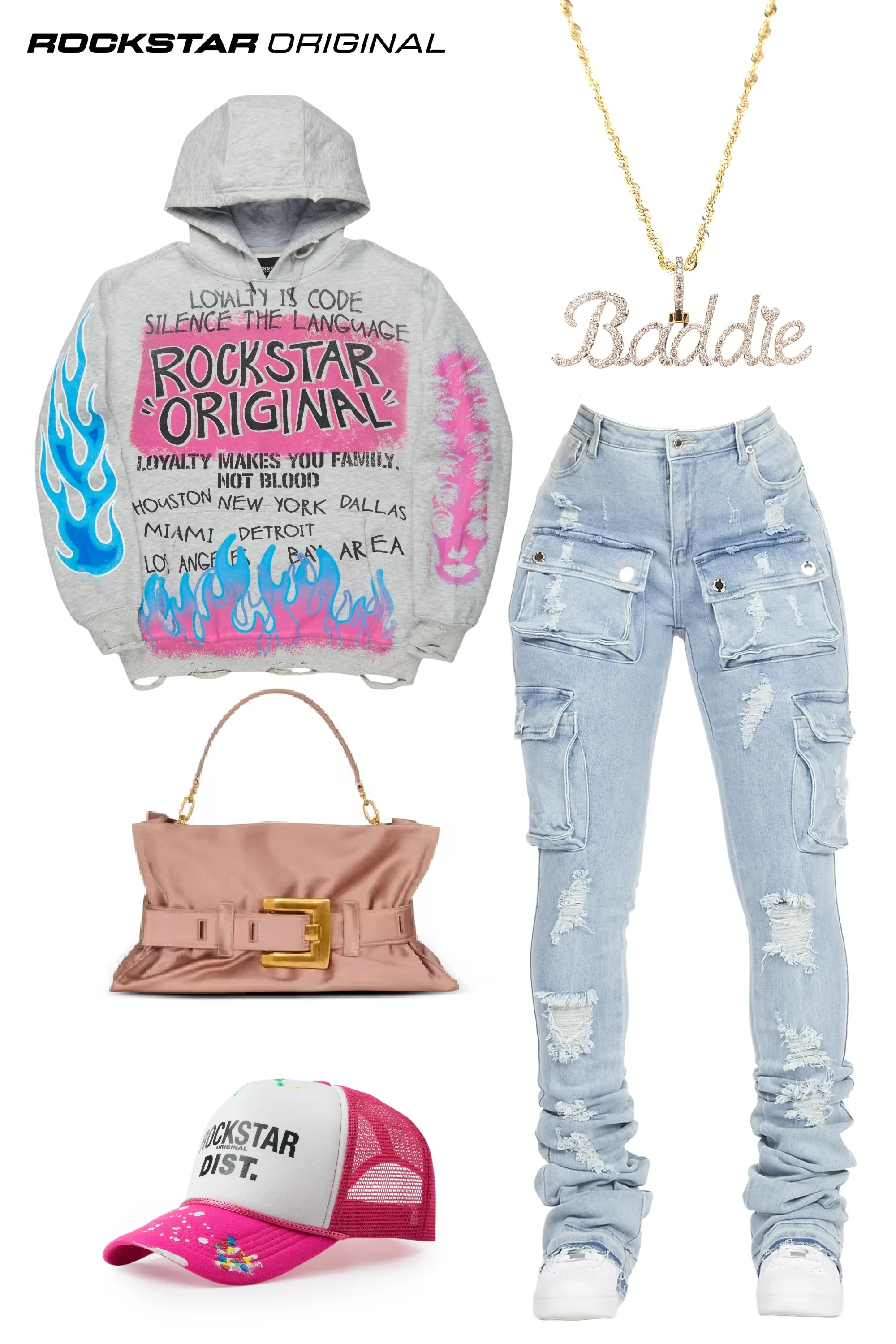 Noor Light Wash Cargo Super Stacked Jean - Image 2