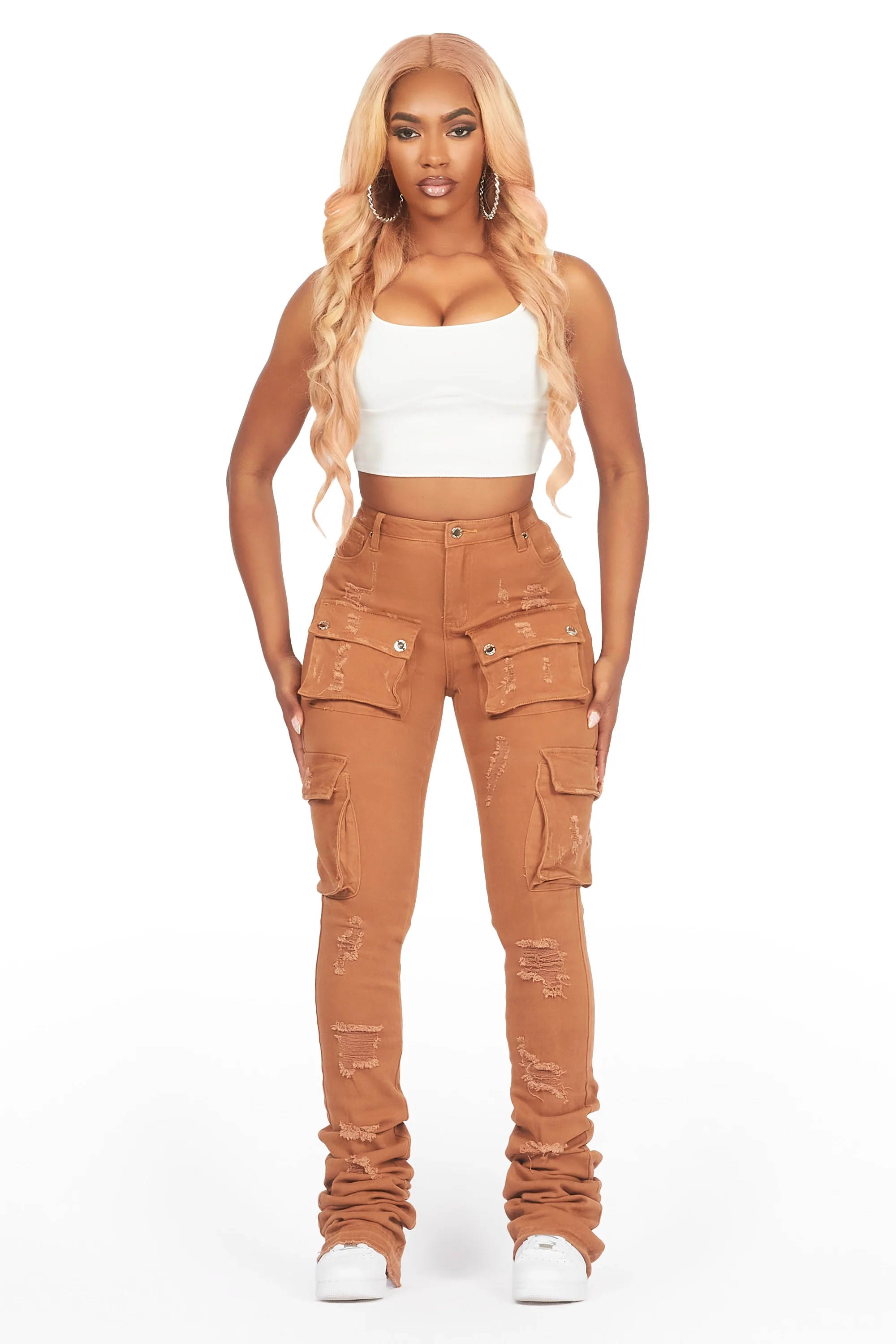 Noor Tan Cargo Super Stacked Jean - Image 2