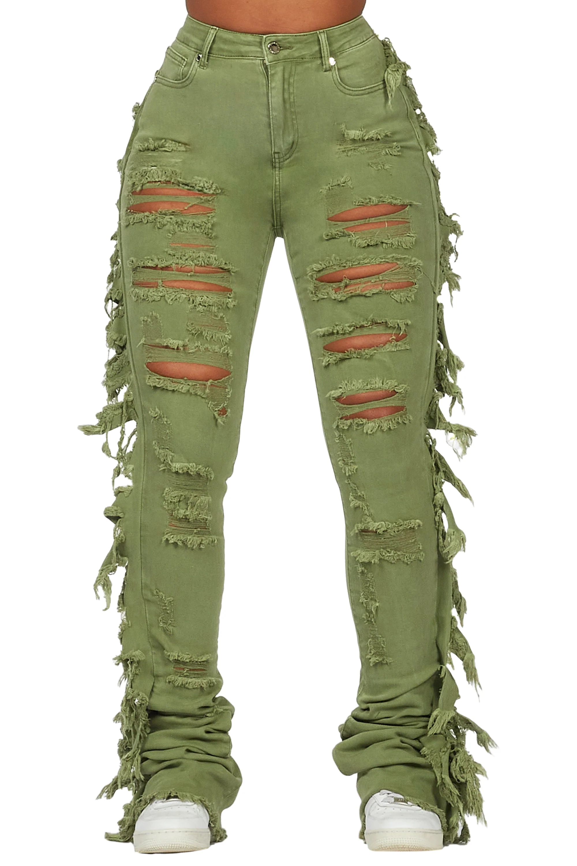 Cataleya Olive Super Stacked Jean - Image 6