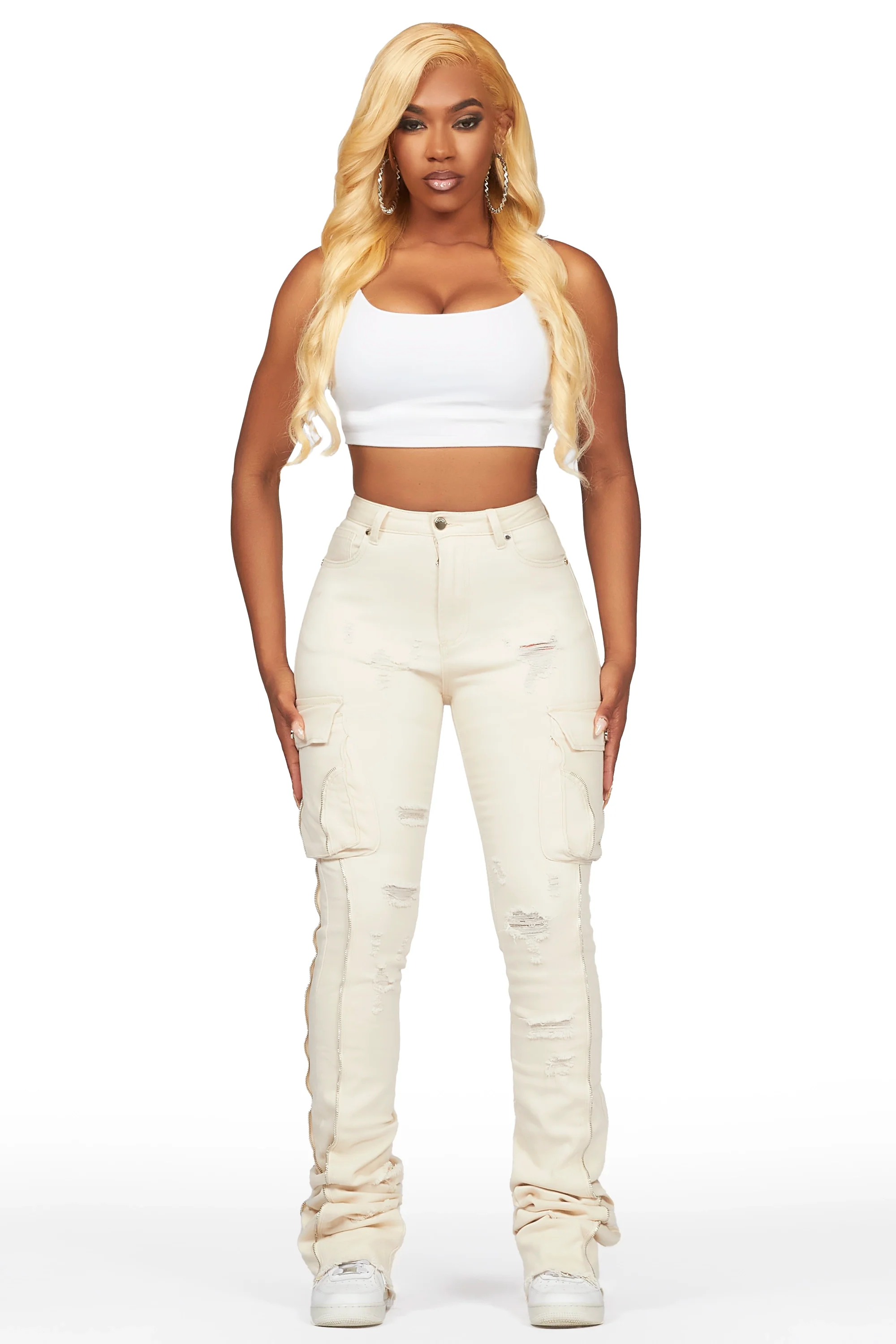 Shanita Beige Super Stacked Jean - Image 2