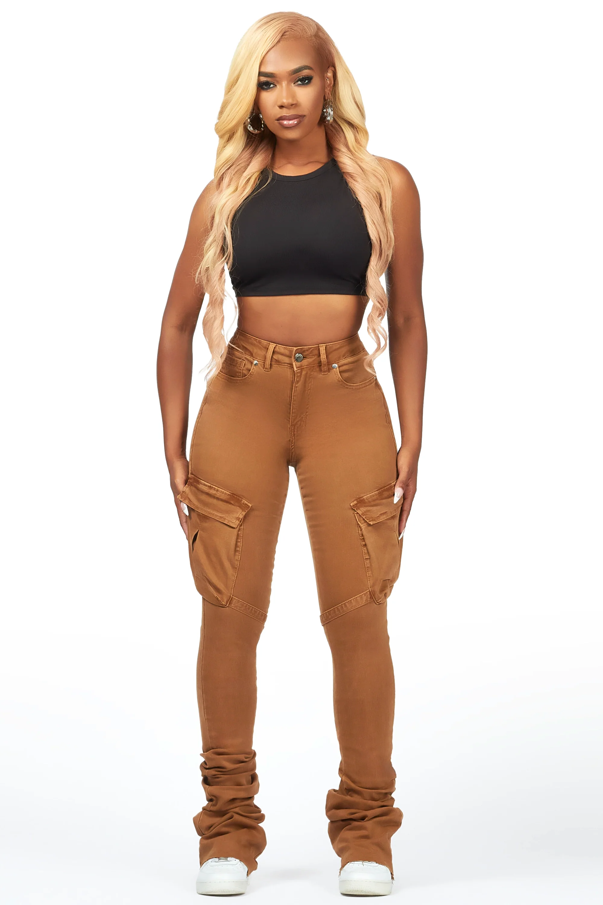 Caitlin Camel Cargo Super Stacked Jean - Image 2