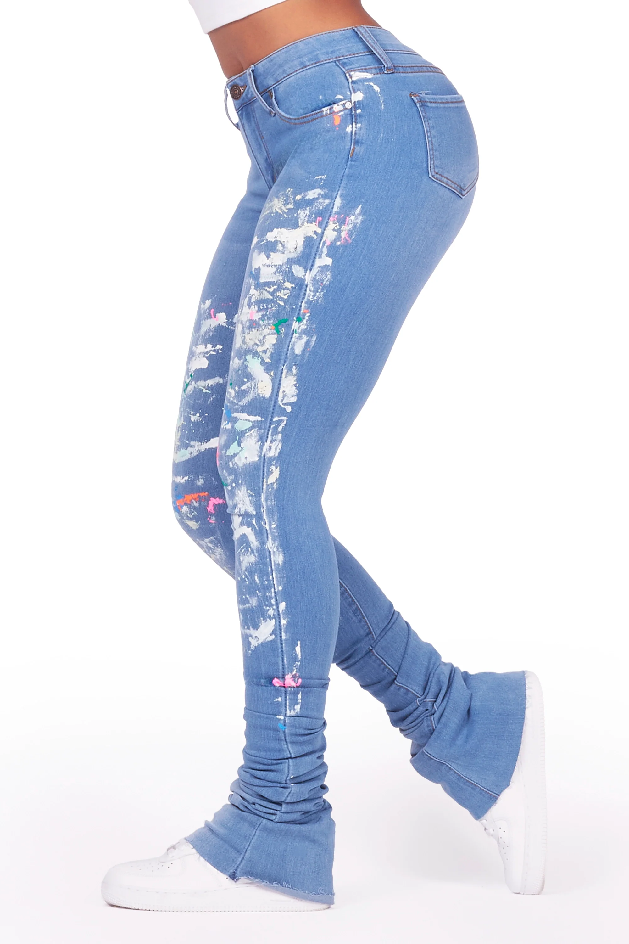 Shantele Med. Wash Painted Super Stacked Jean - Image 4