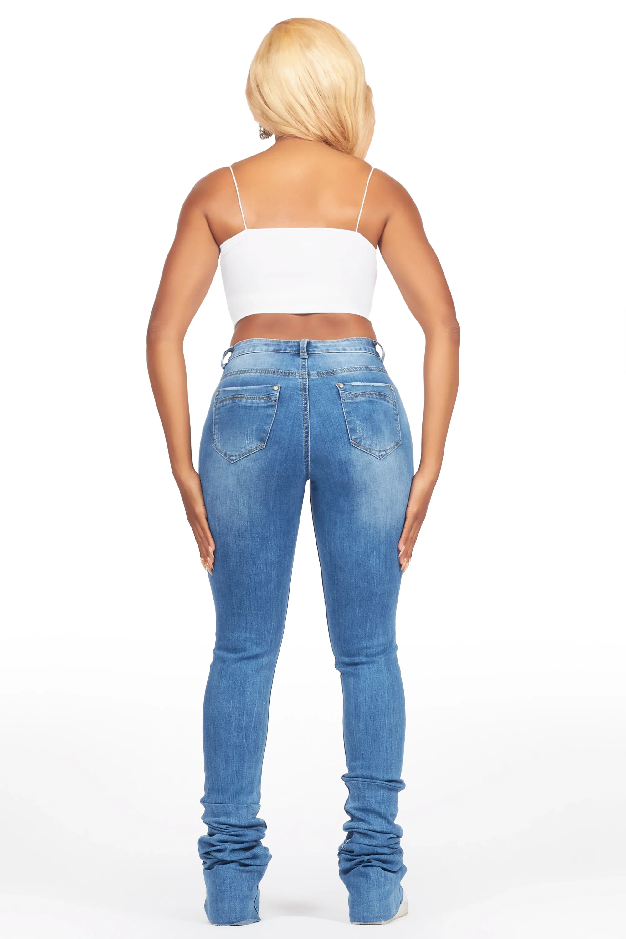 Tasheika Med. Wash Painted Super Stacked Jean - Image 5