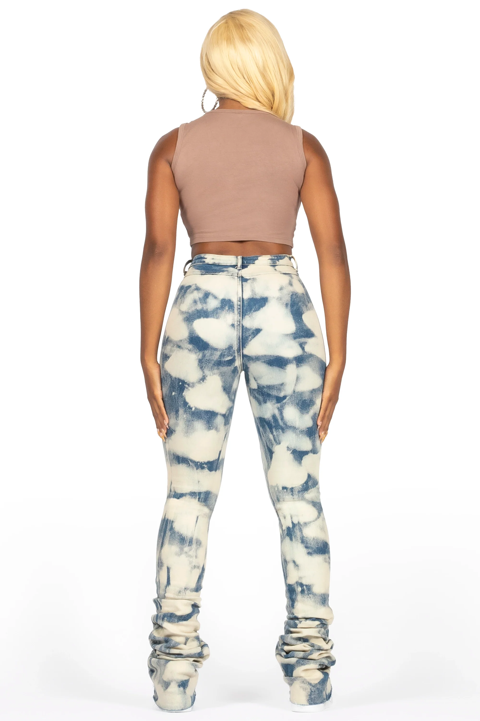 Dajsha Dirty Bleach Wash Super Stacked Jean - Image 4
