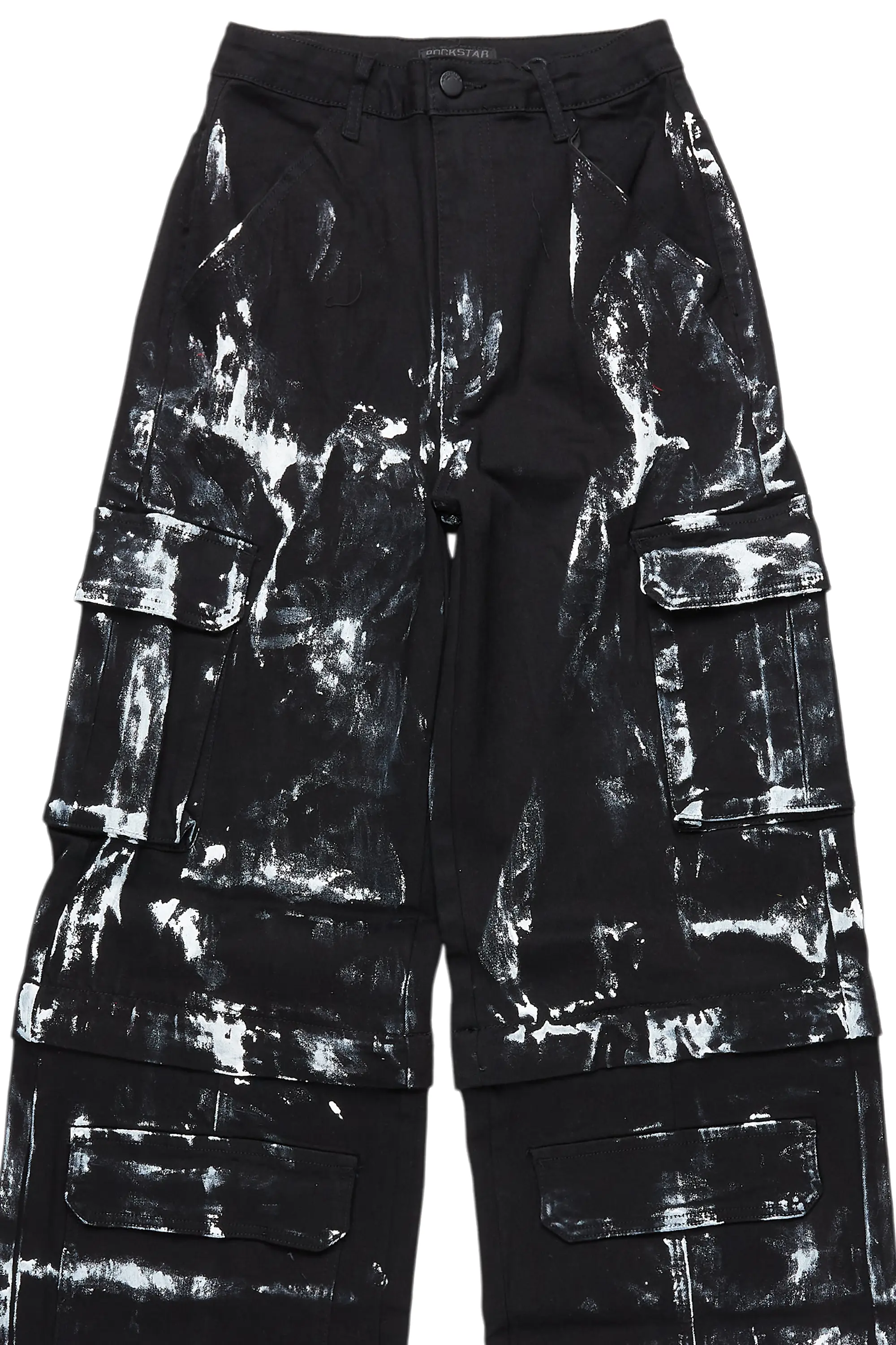 Necola Black Painted Stretch Wide Leg Jean - Image 5