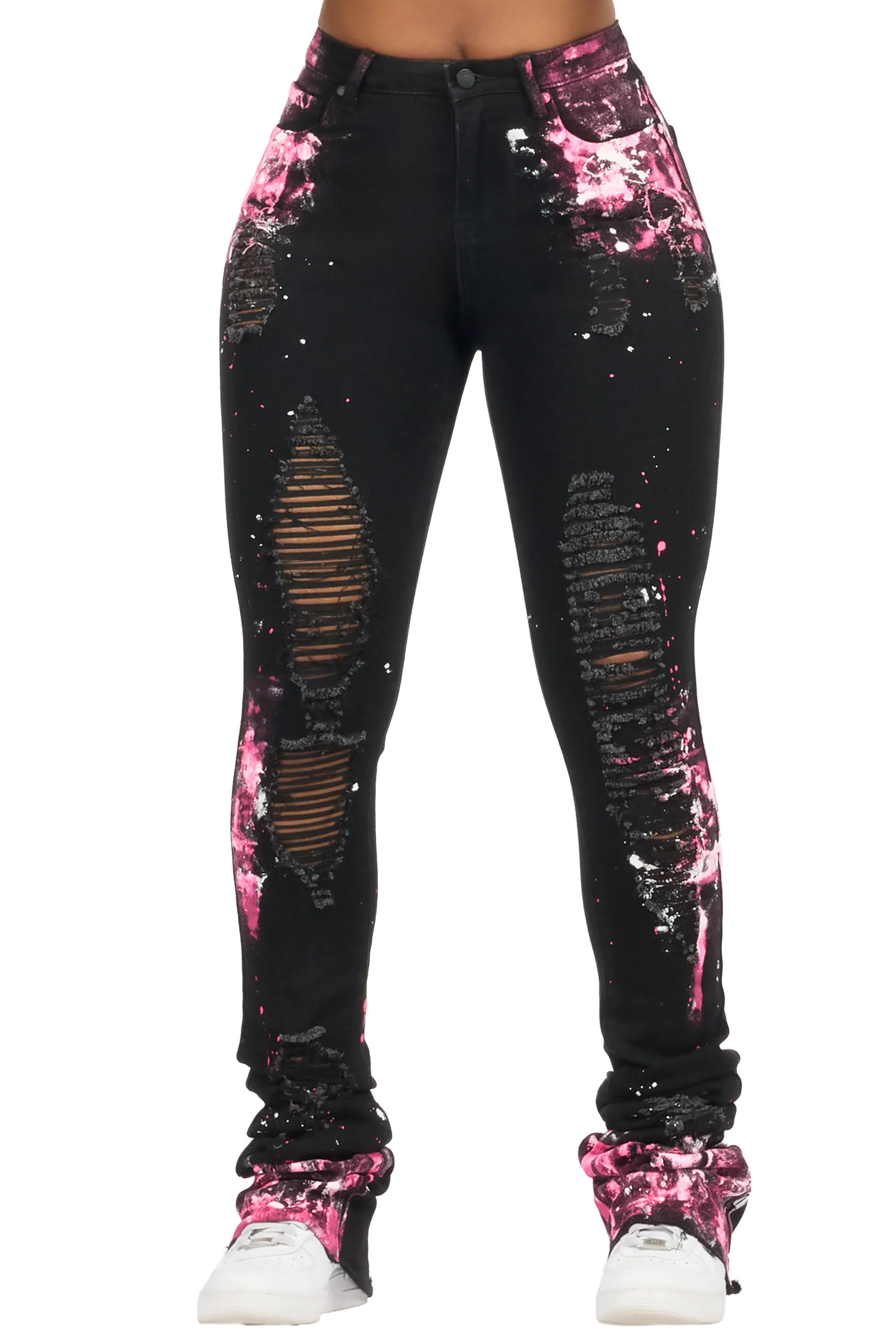 Terrika Black Painted Super Stacked Jean - Image 6