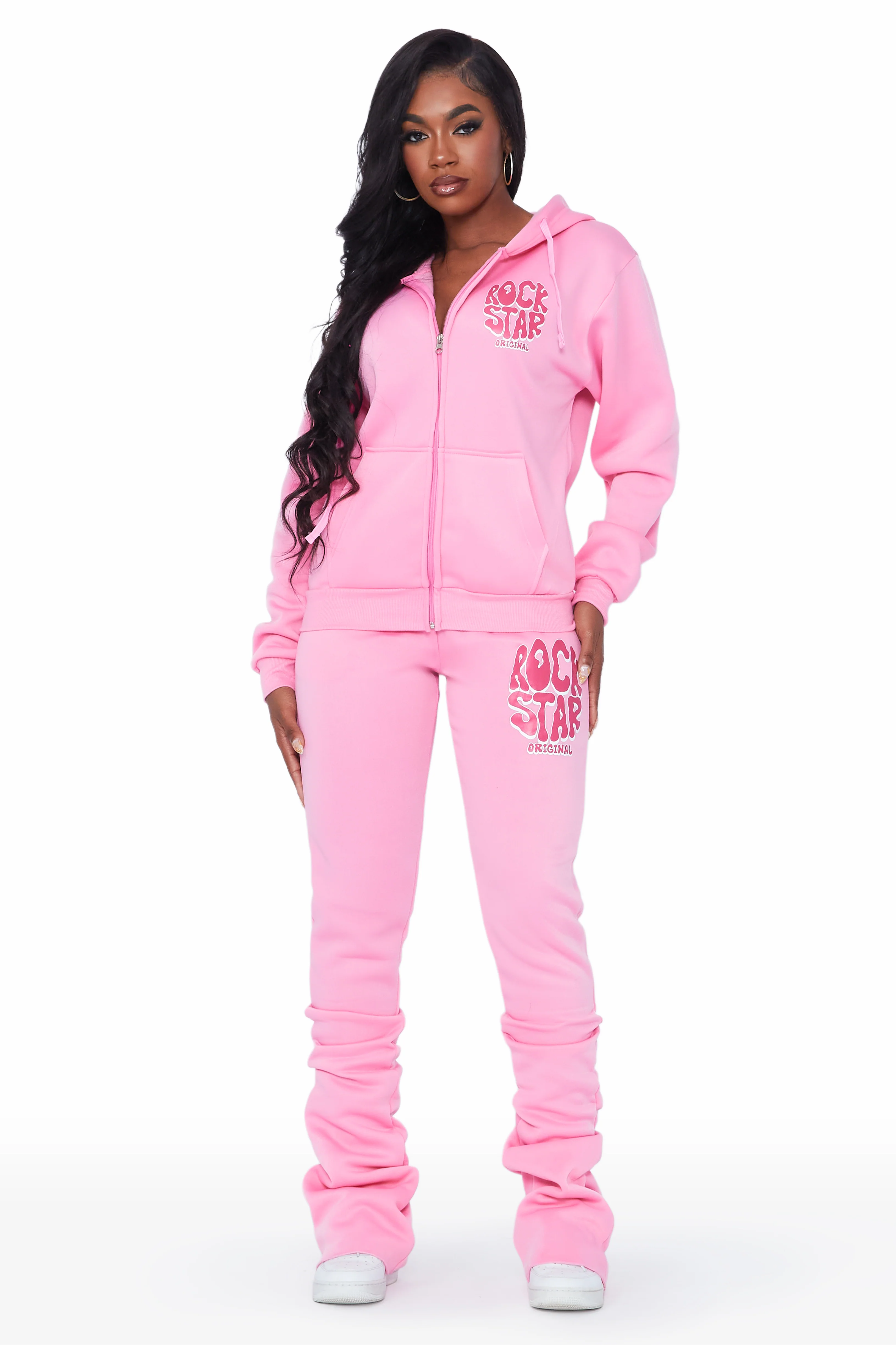 Teagan Pink Zip Up Super Stacked Trackset - Image 5