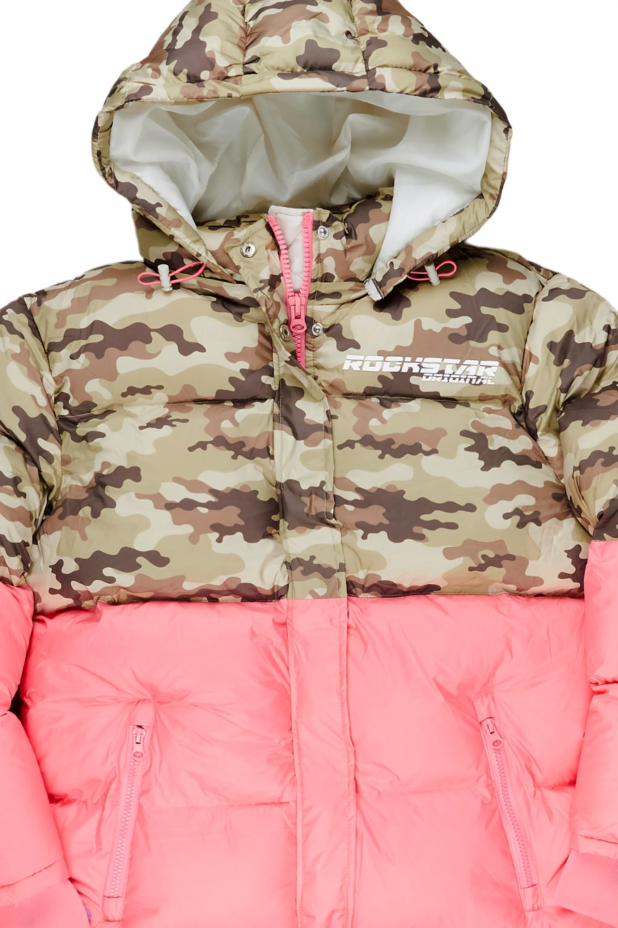 Jennay Pink/Camo Puffer Jacket - Image 3