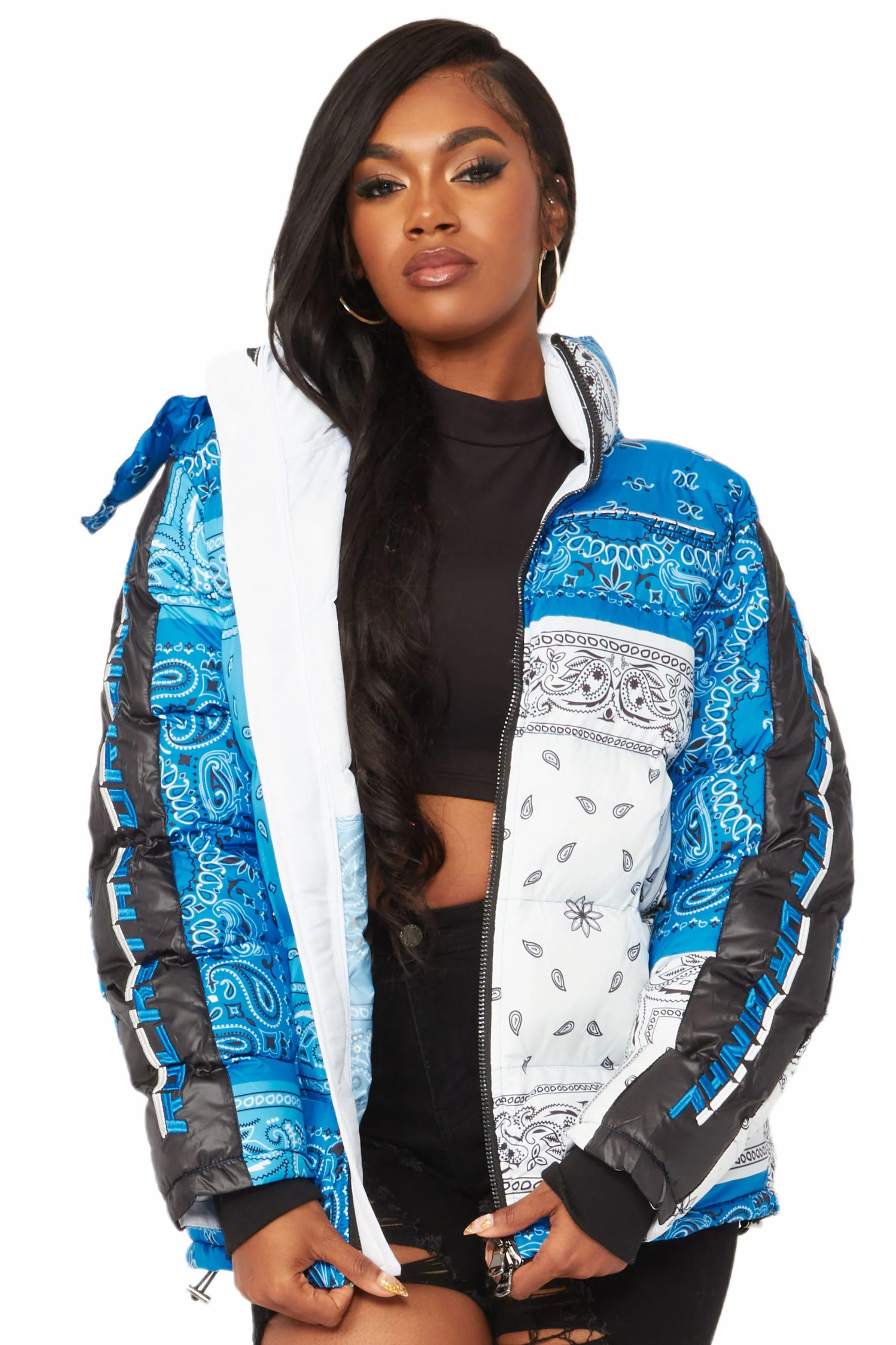 Who's Team Blue Oversized Puffer Jacket - Image 3