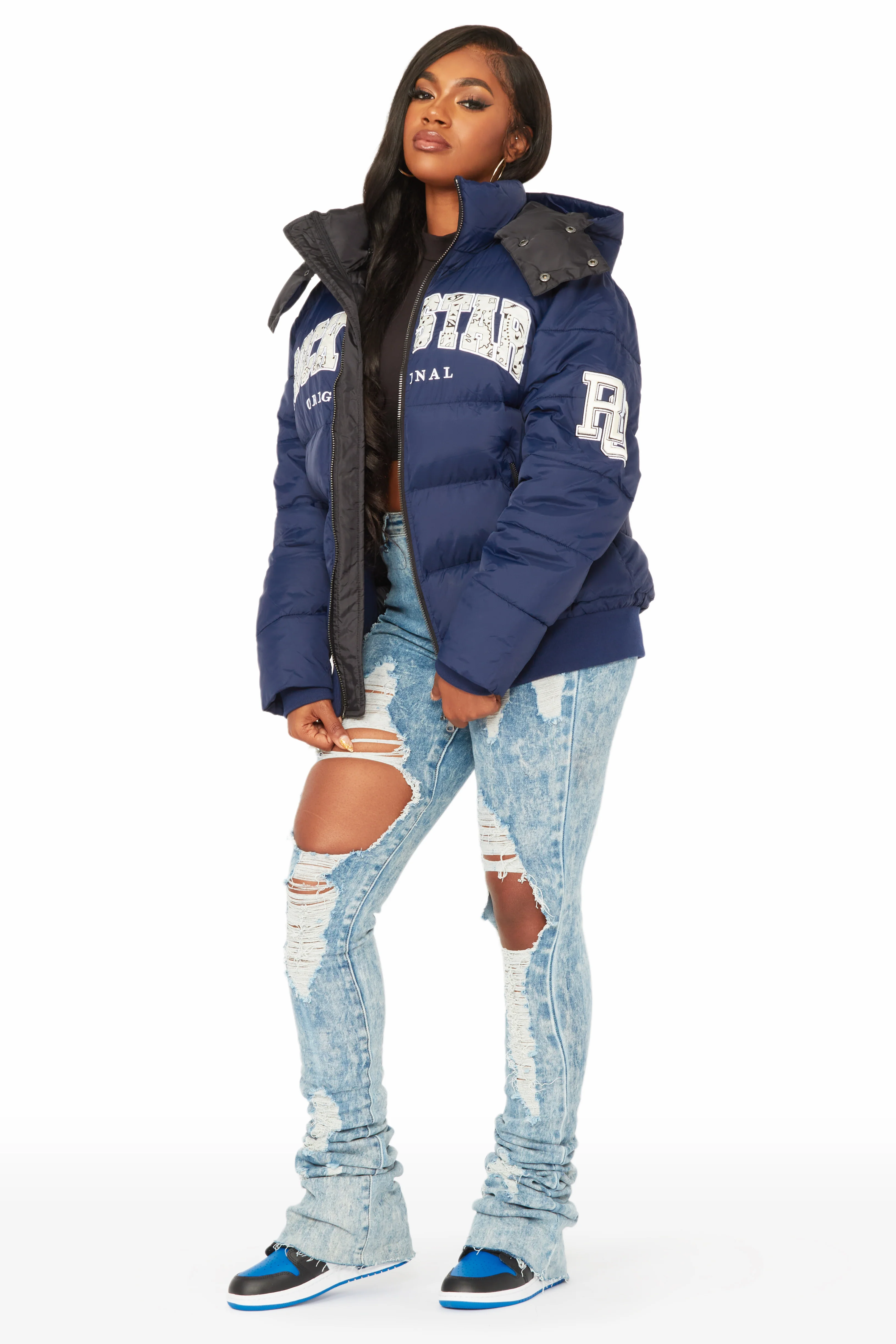 Latoya Navy Oversized Puffer Jacket - Image 2
