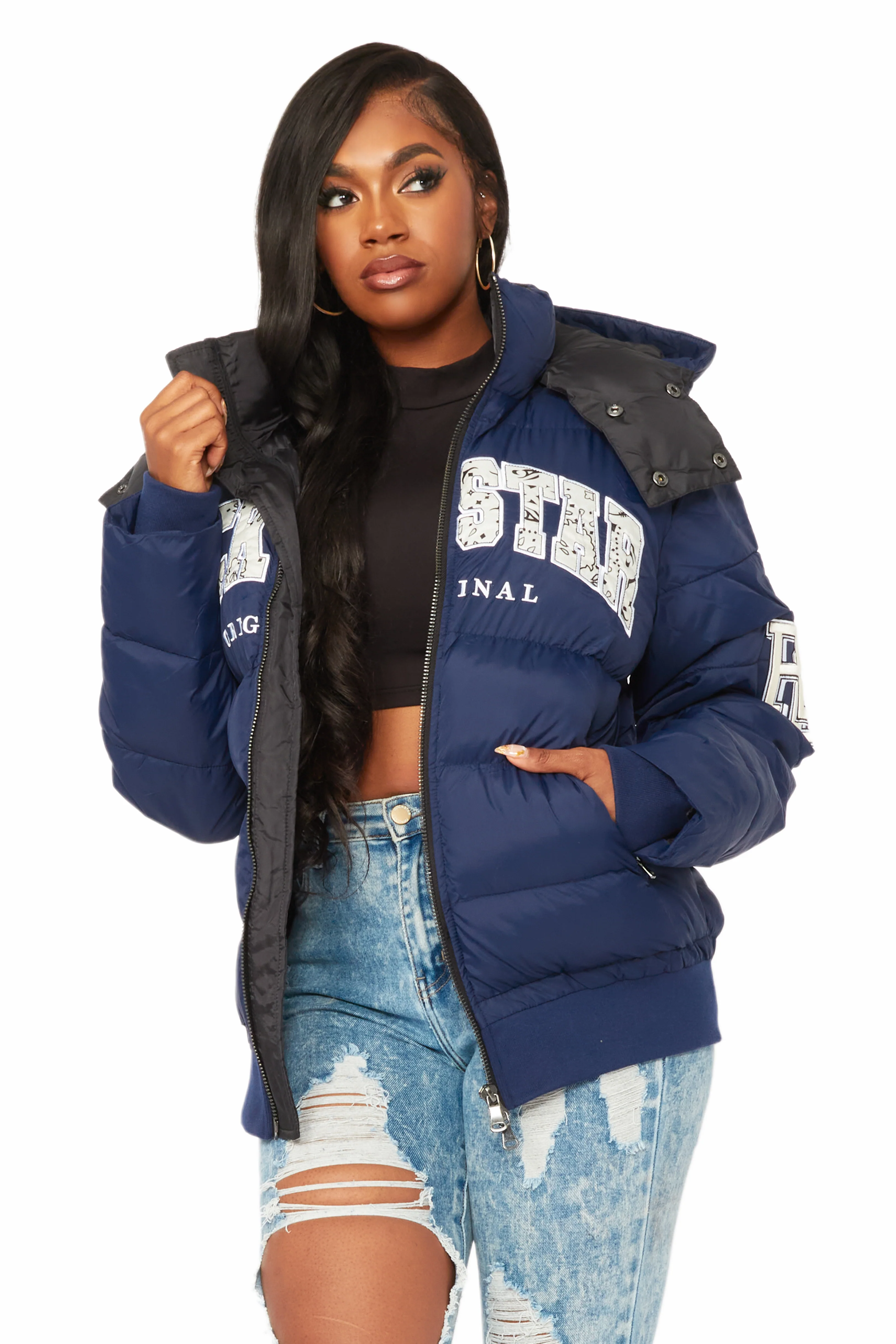 Latoya Navy Oversized Puffer Jacket - Image 4