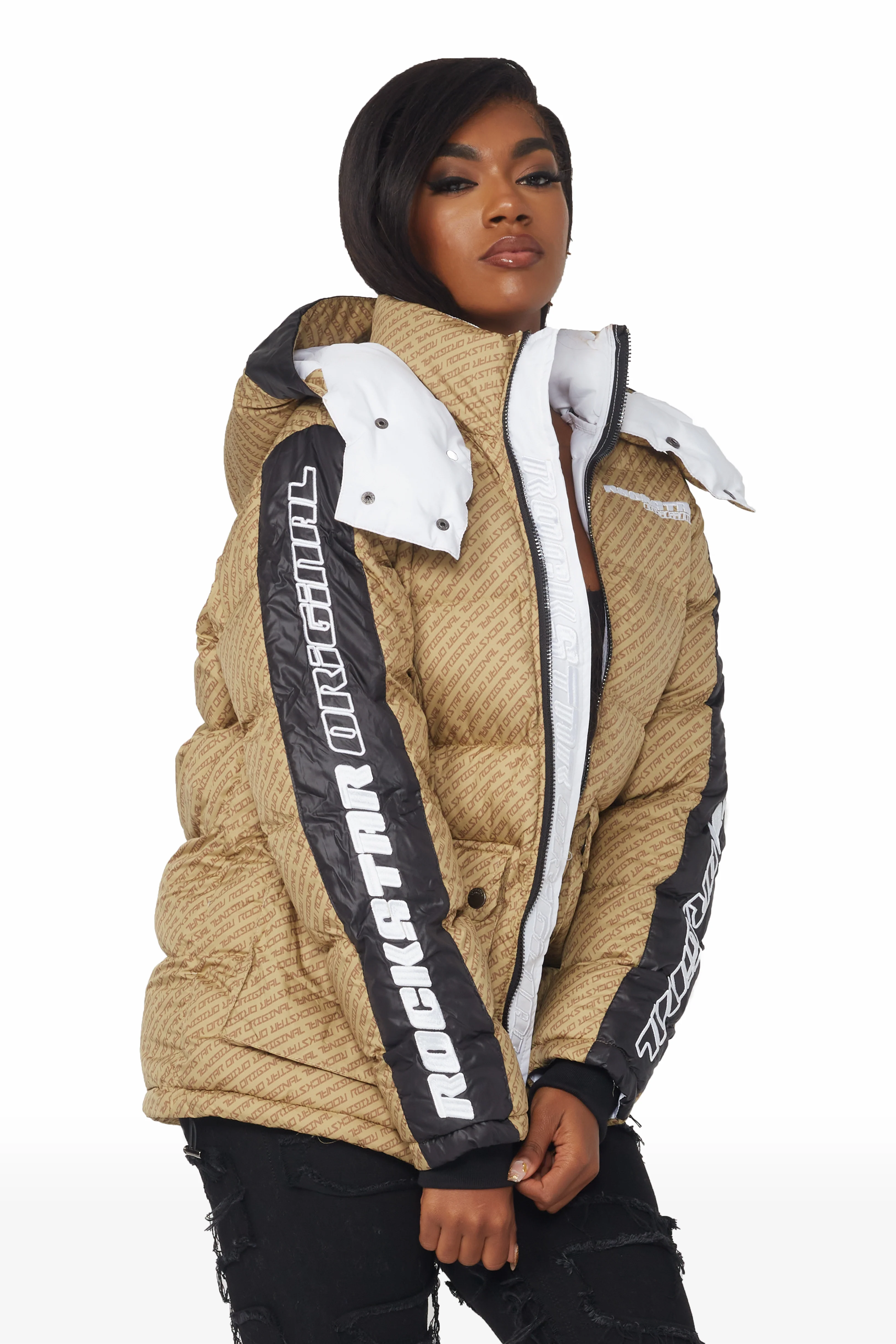 Luna Beige Oversized Puffer Jacket - Image 12