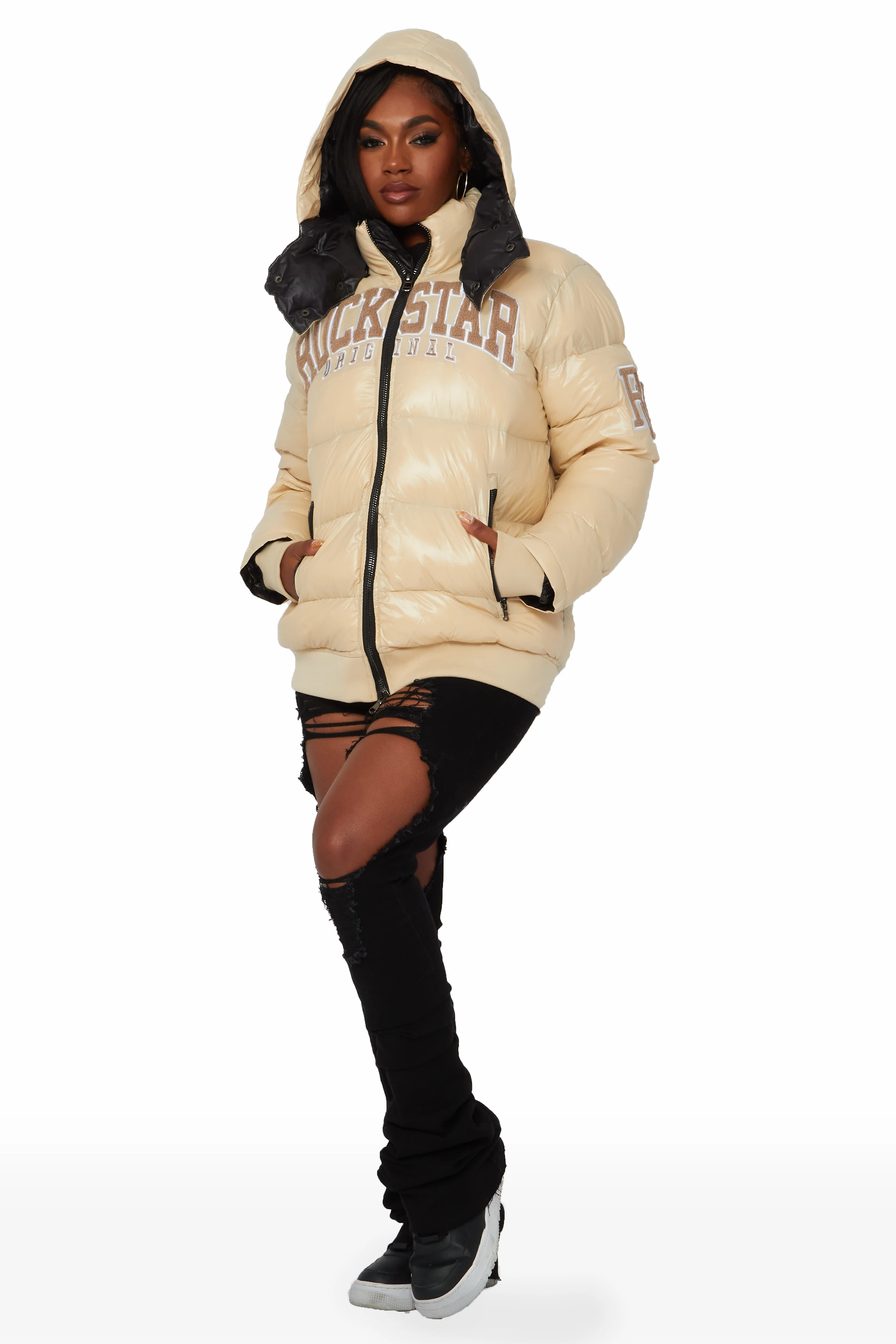 Esmeralda Beige Puffer Jacket - Image 7