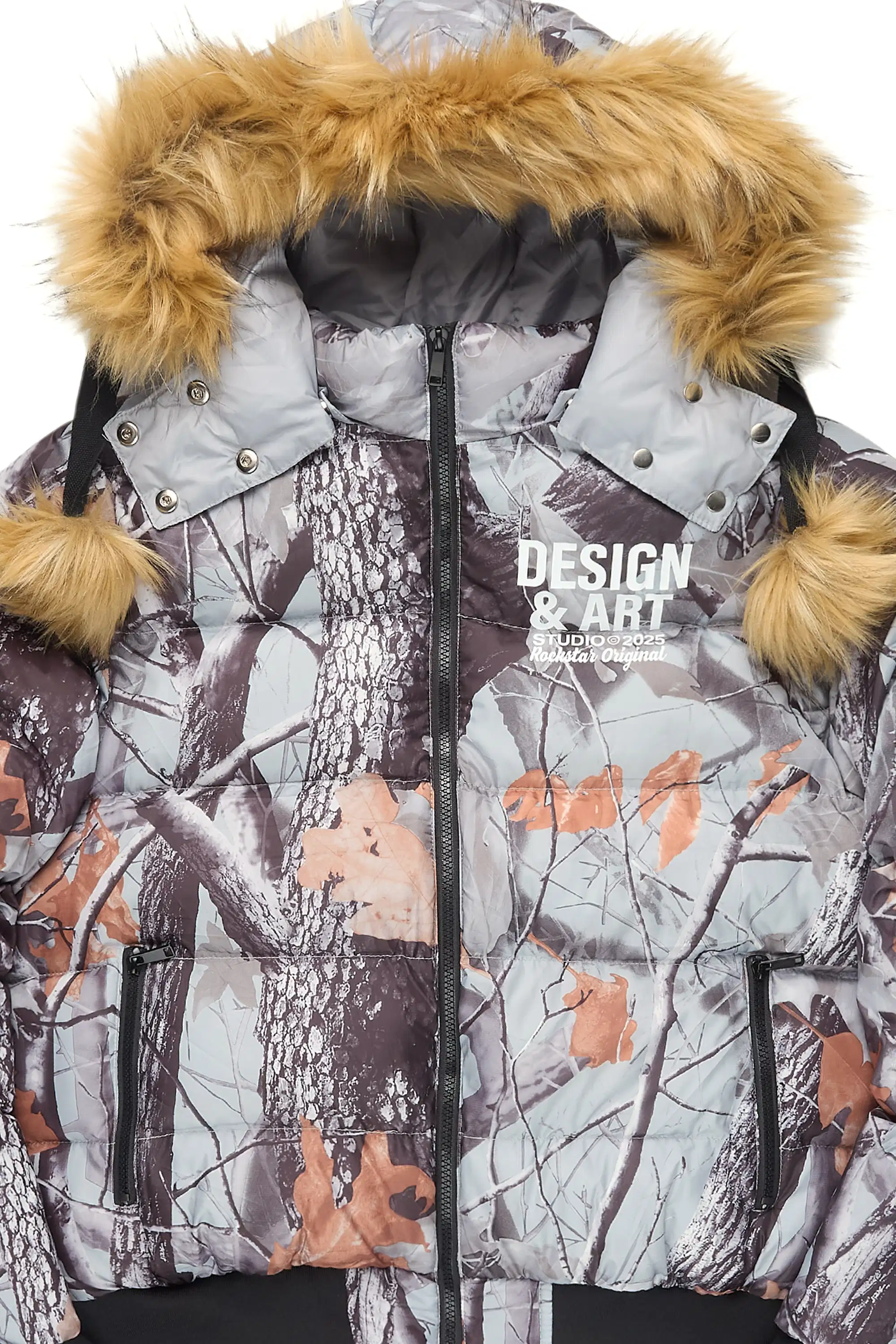 Benita Grey Tree Camo Puffer Jacket - Image 5