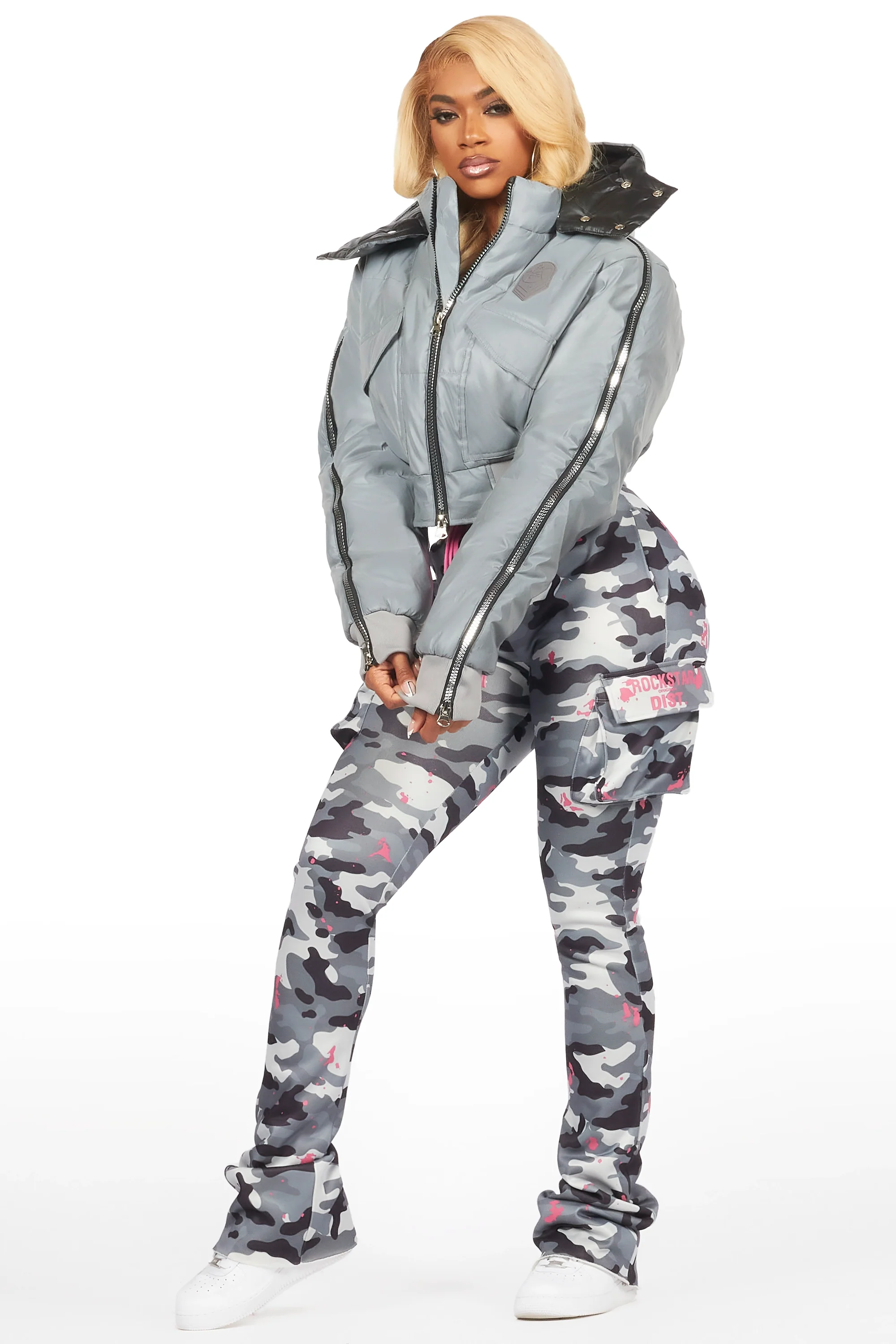 Kamryn Silver Reflective Crop Puffer Jacket - Image 12