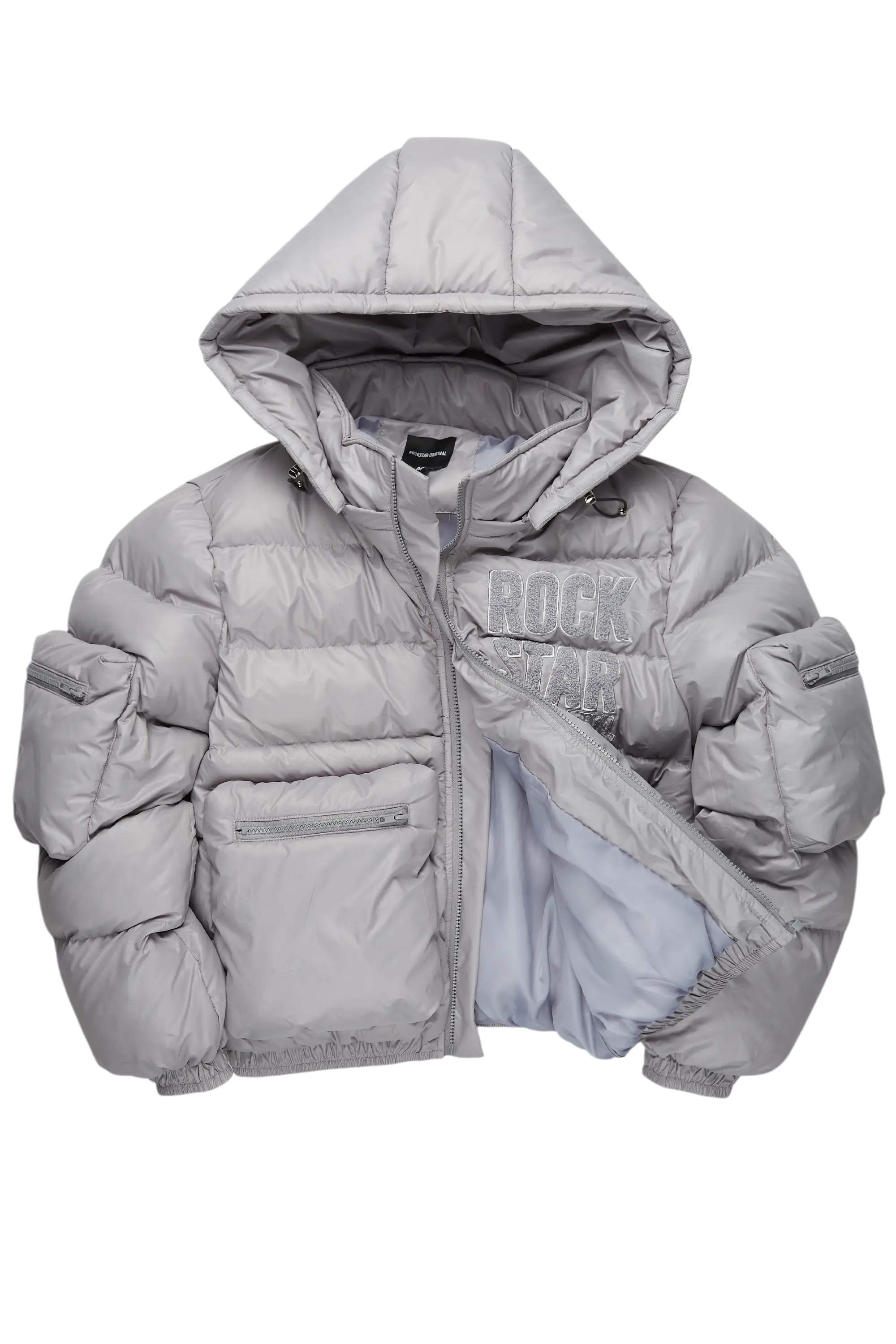 Keisha Grey Cargo Puffer Jacket - Image 2