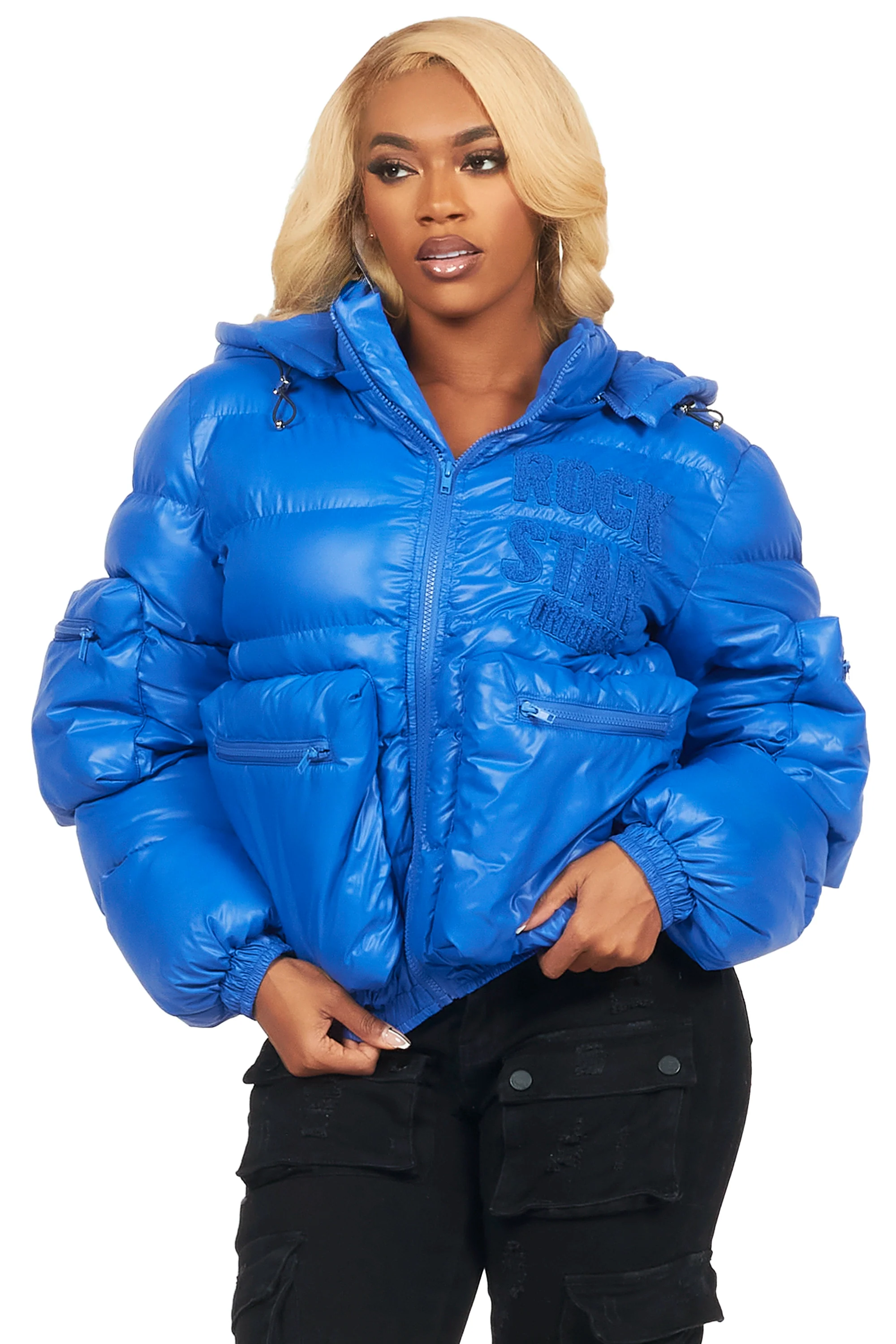 Keisha Royal Blue Cargo Puffer Jacket - Image 11