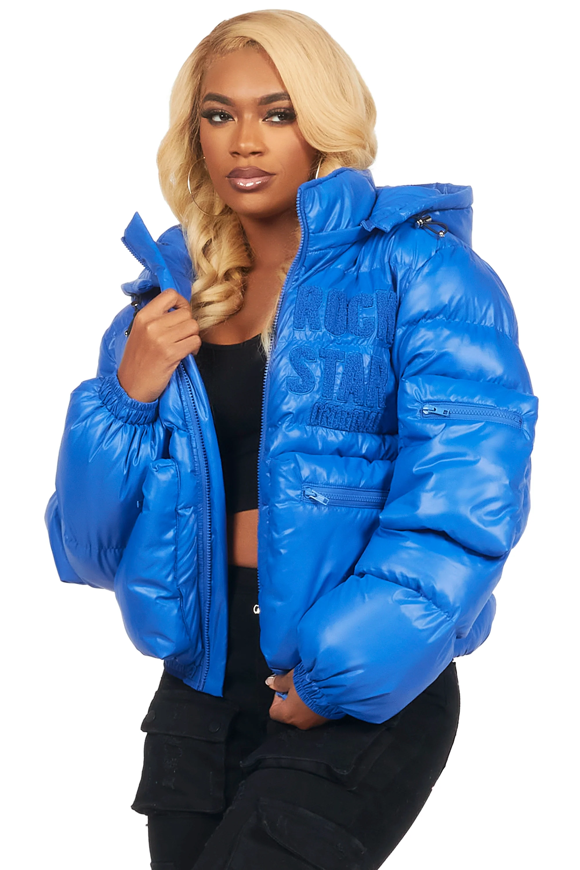 Keisha Royal Blue Cargo Puffer Jacket - Image 6