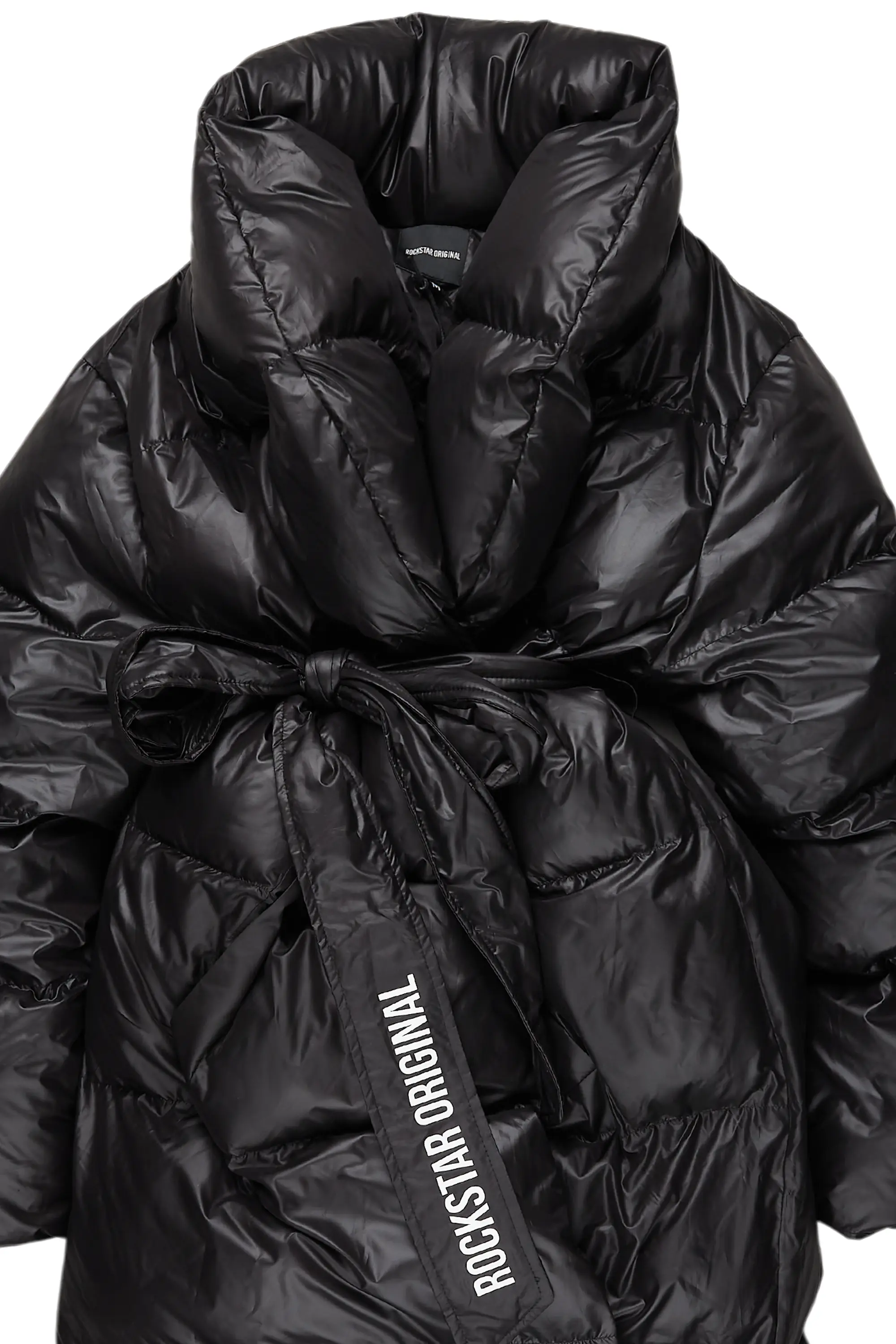 Sehrazat Black Long Wrap Puffer Jacket - Image 7