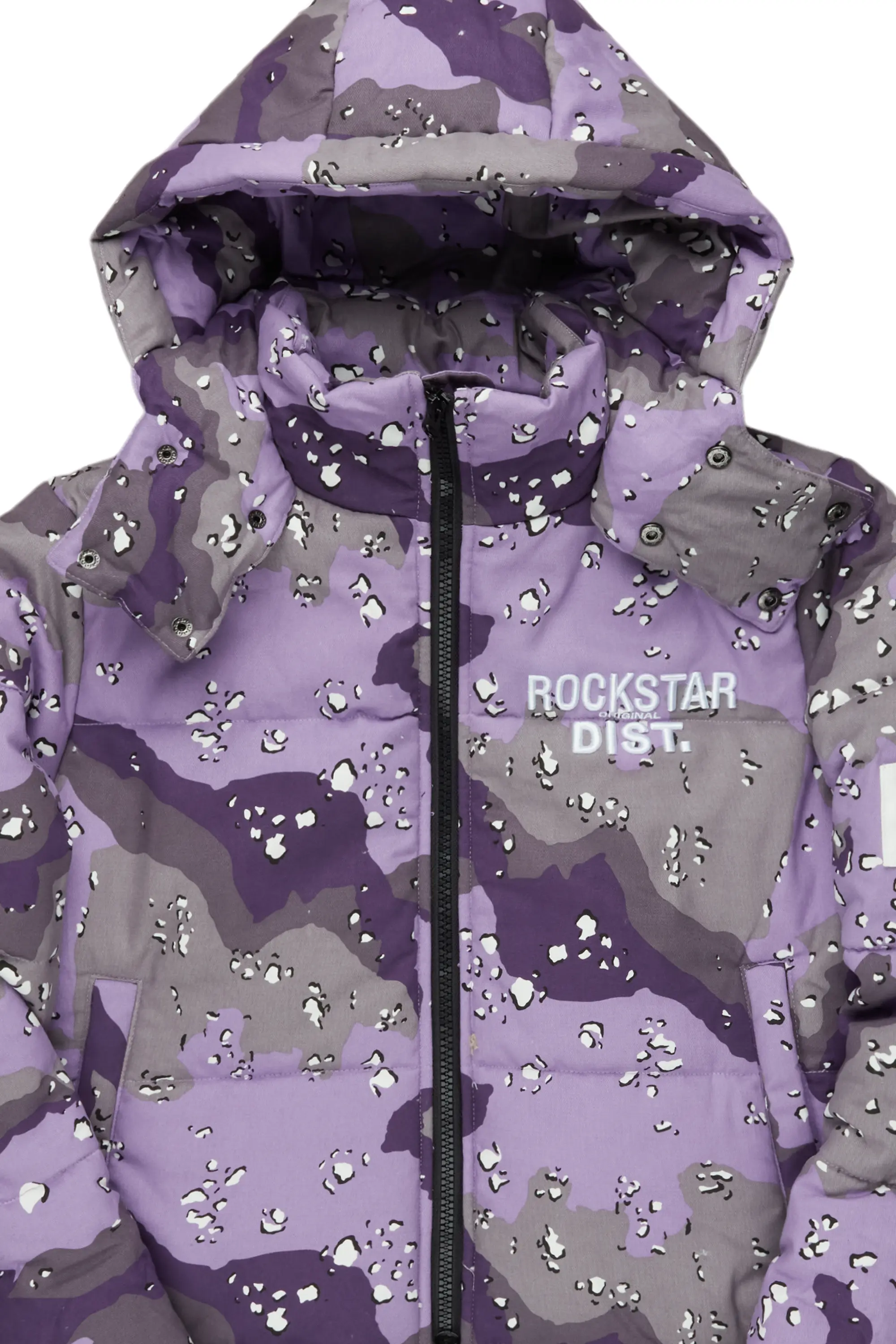 Porchea Purple Camo Puffer Jacket - Image 3
