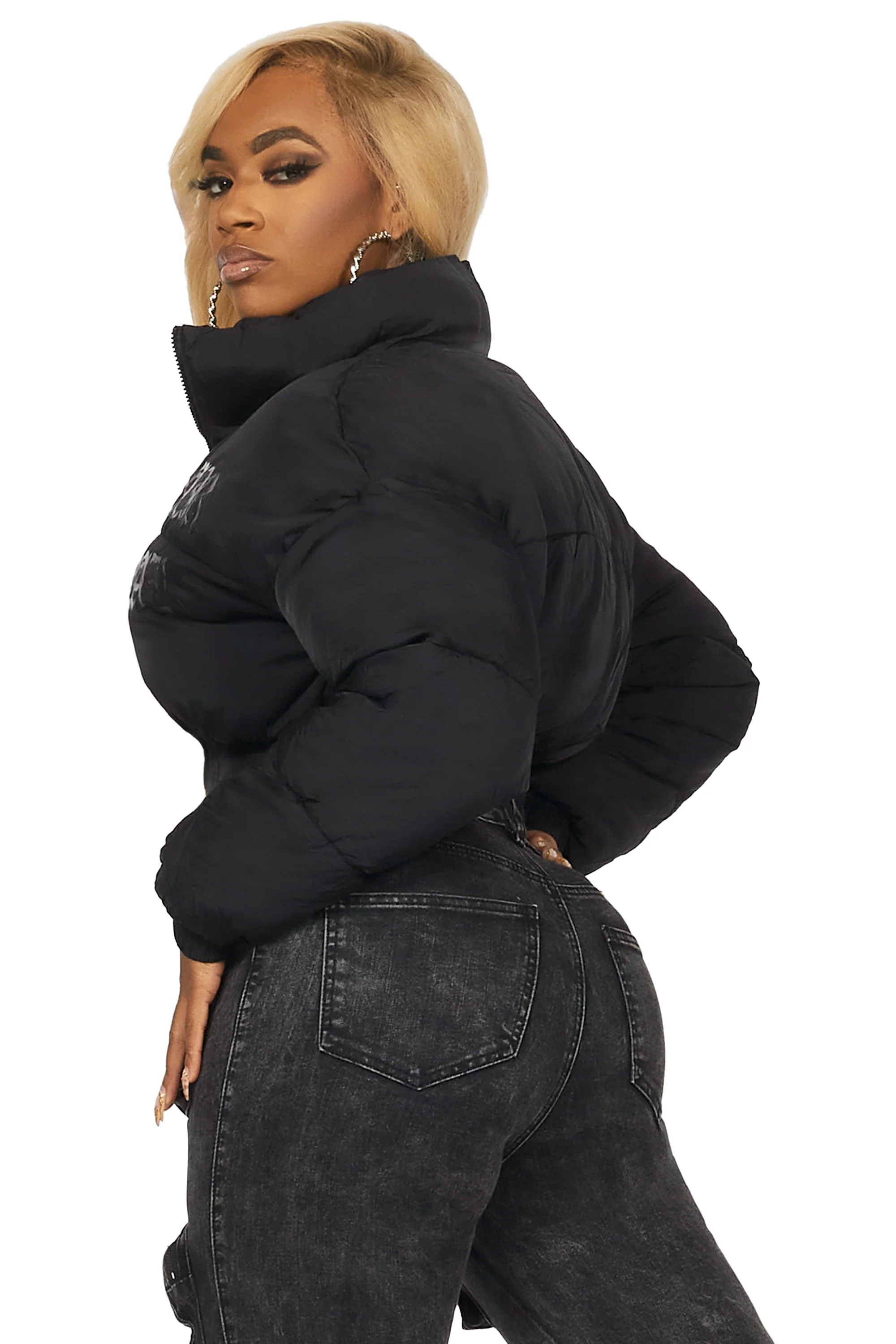 Samaiya Black Corset Puffer Jacket - Image 11