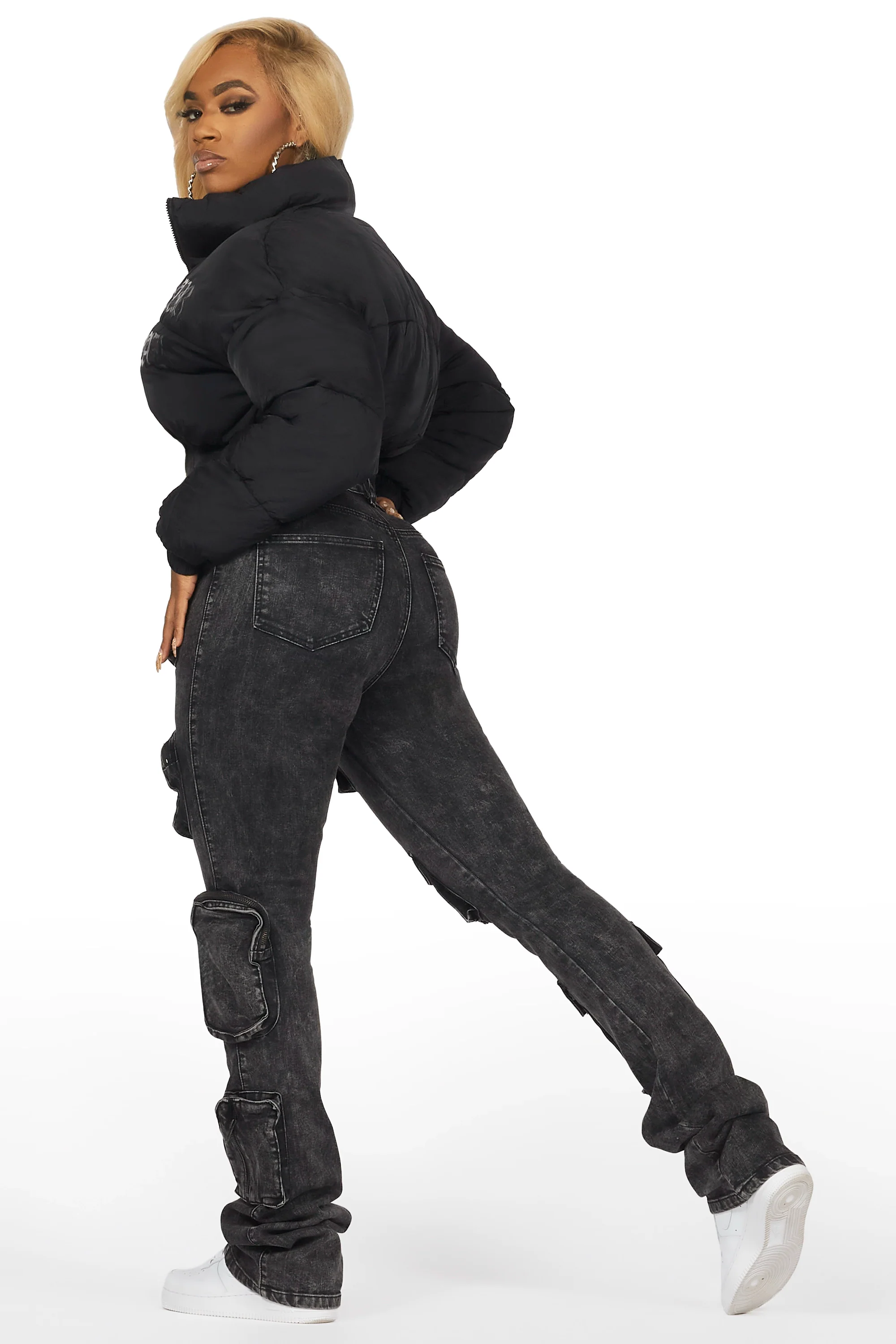 Samaiya Black Corset Puffer Jacket - Image 12