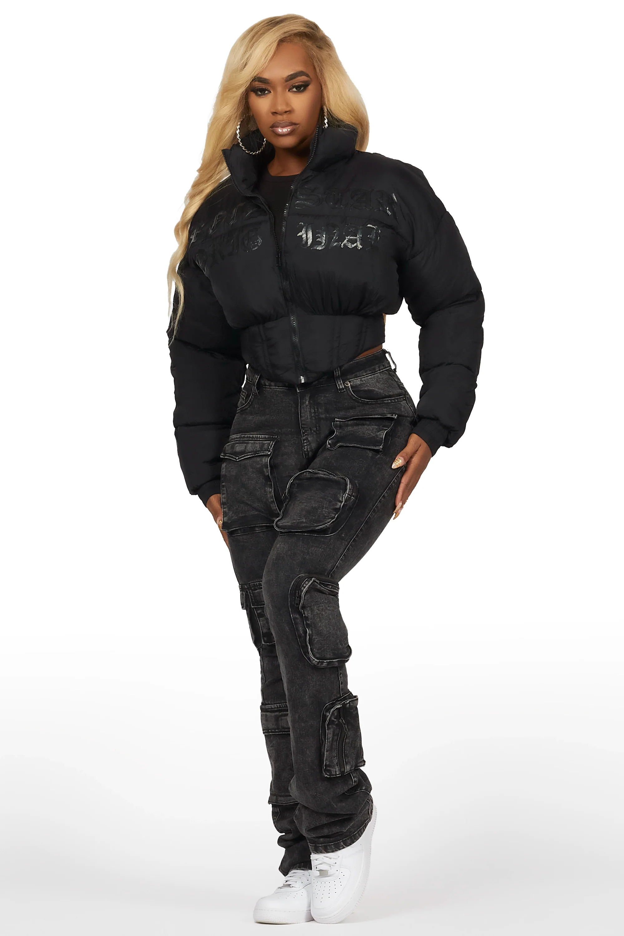 Samaiya Black Corset Puffer Jacket - Image 5