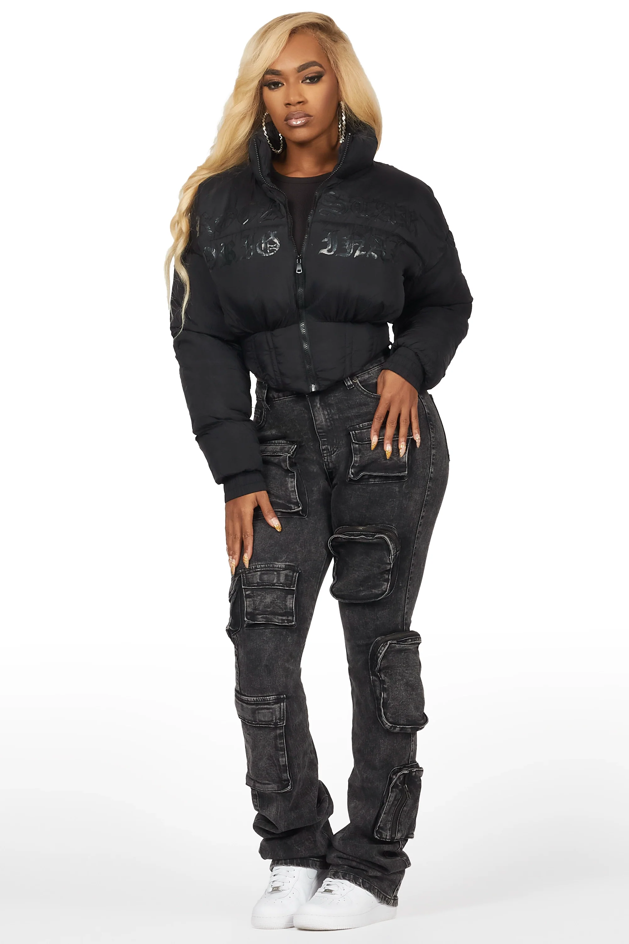 Samaiya Black Corset Puffer Jacket - Image 9