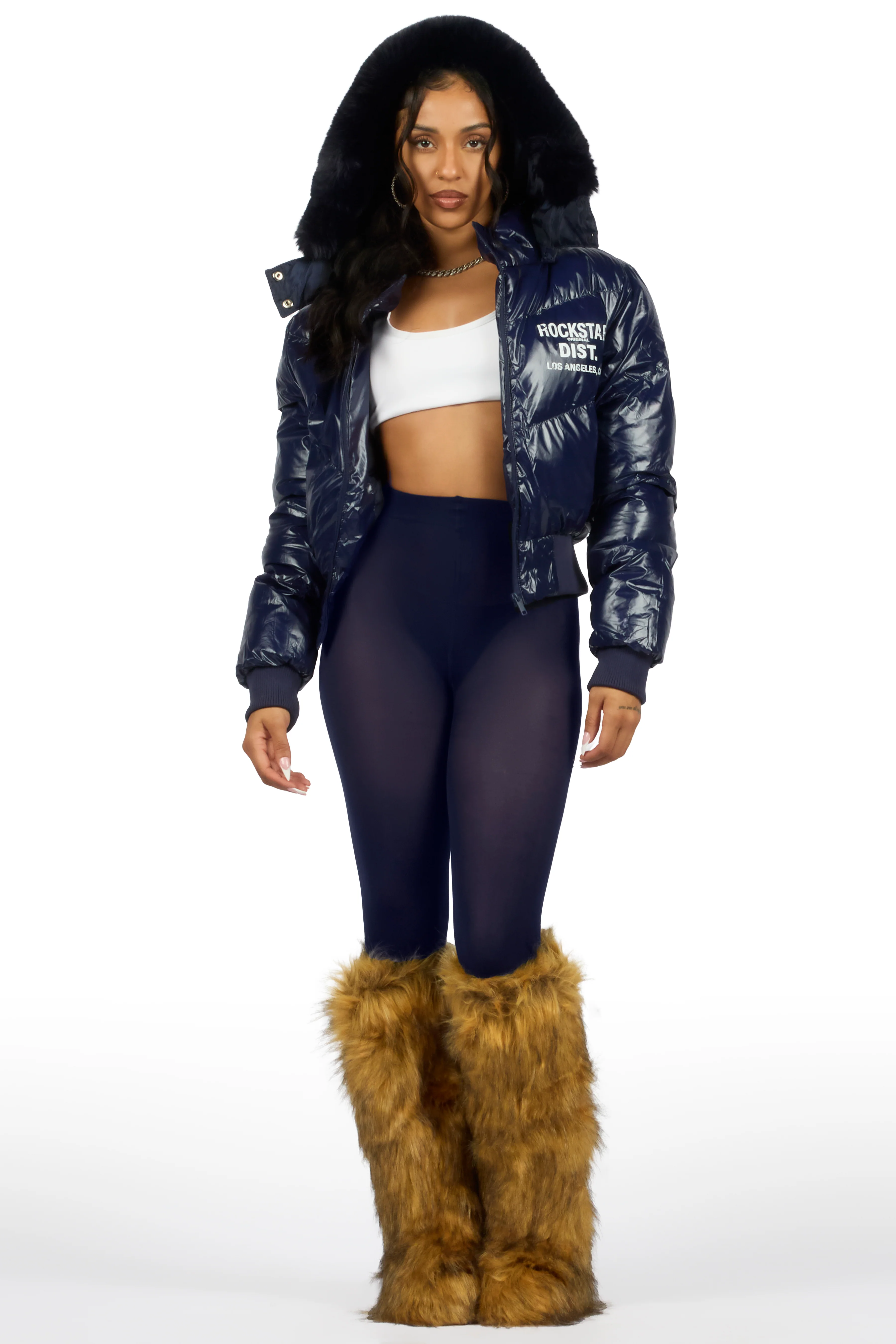 Moncia Navy Puffer Jacket - Image 6