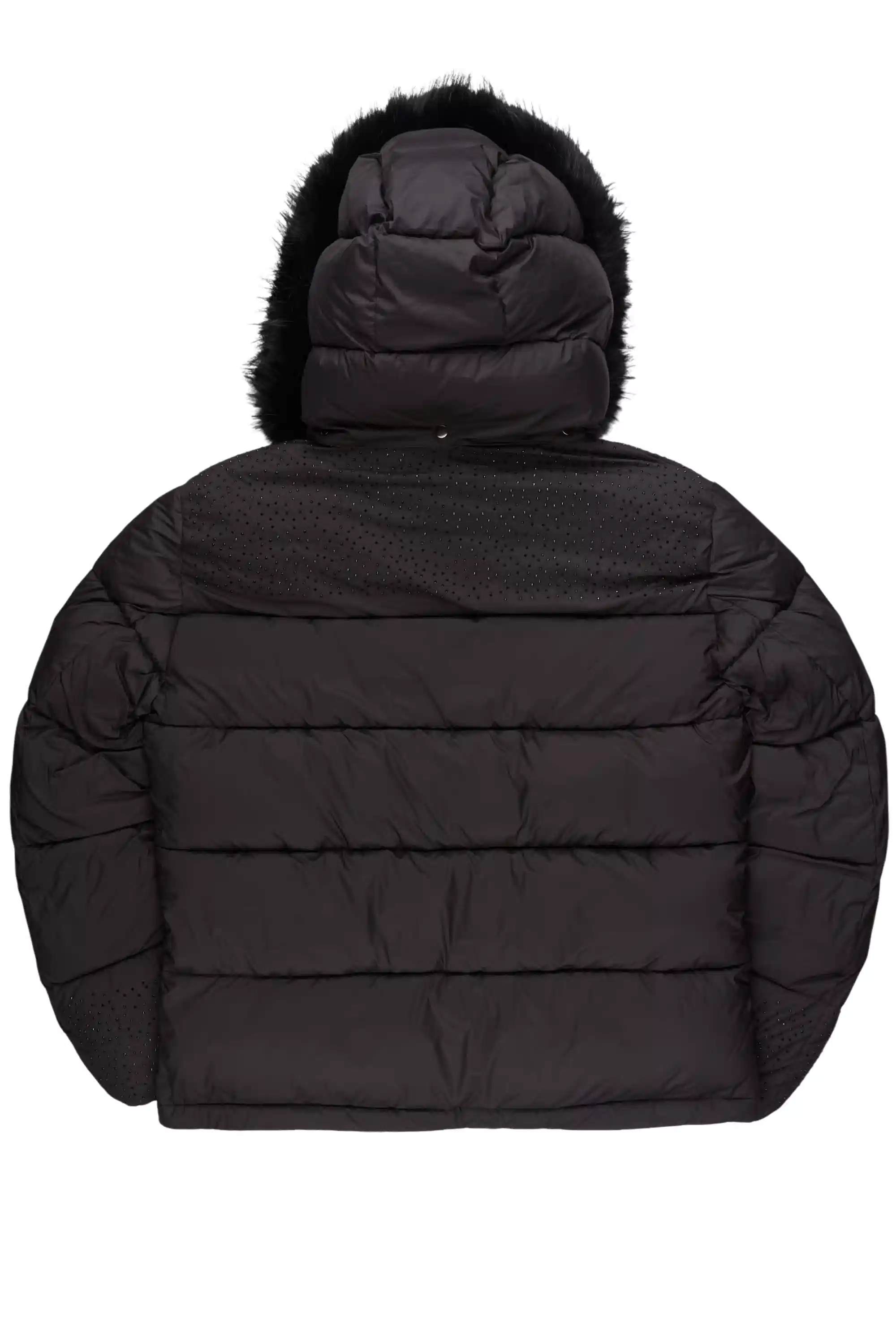 Natia Black Oversized Rhinestone Puffer Jacket - Image 9