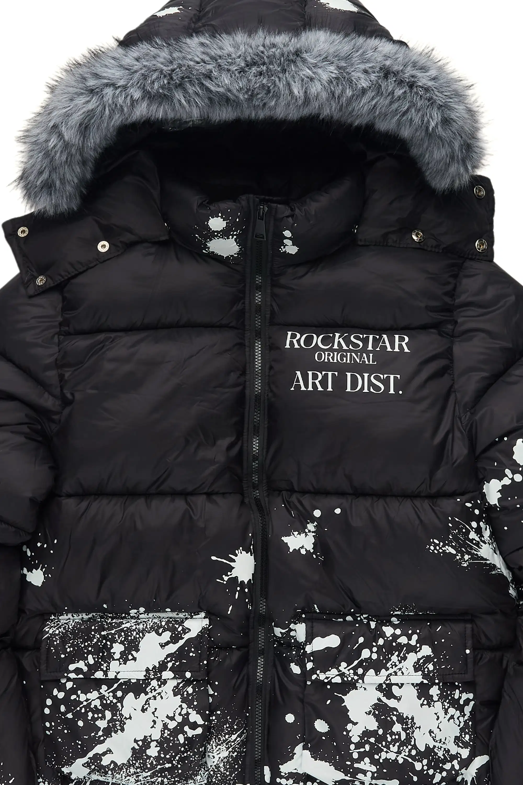 Filipa Black Painted Puffer Jacket - Image 9