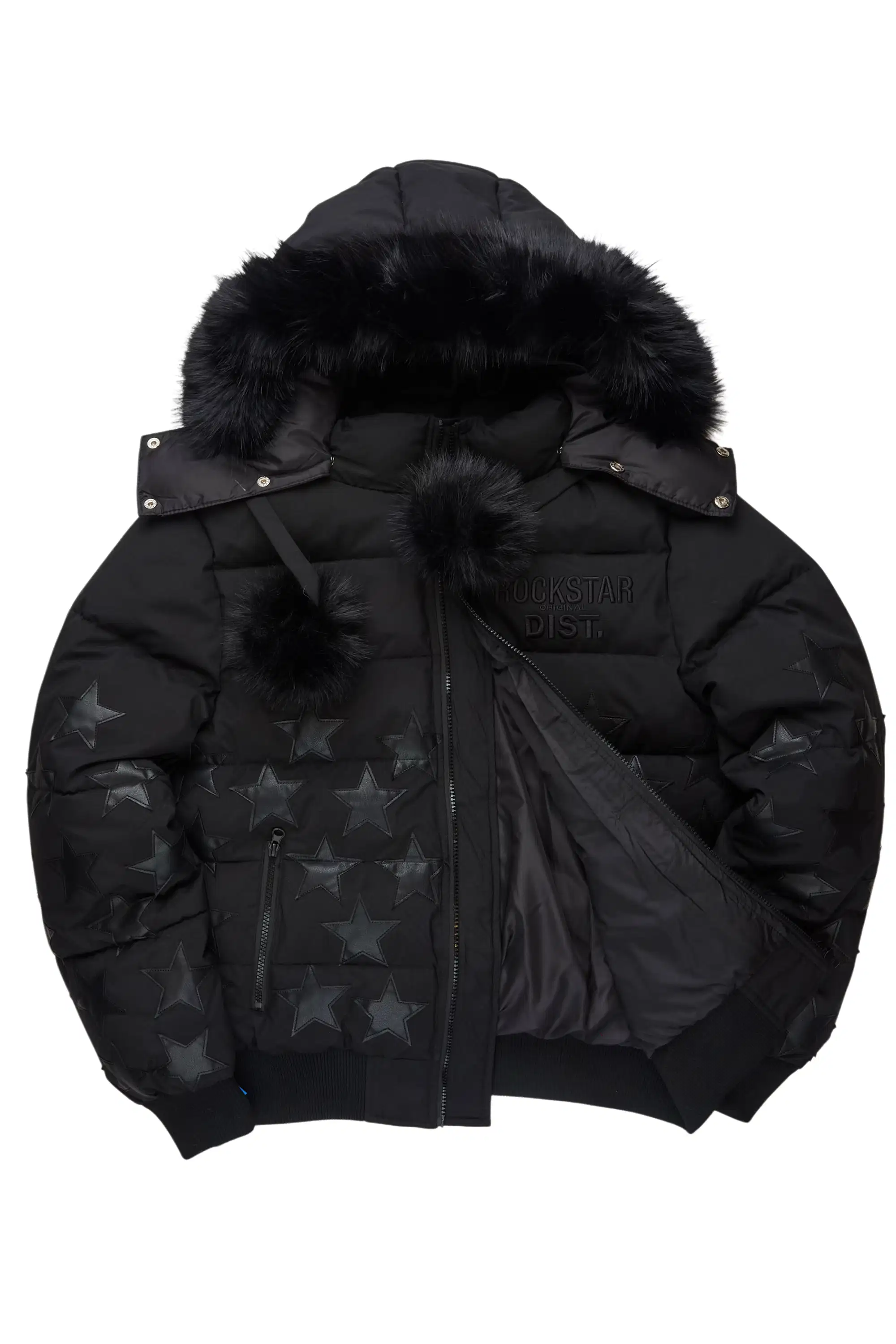 Starlena Black Puffer Jacket With Fur Hood - Image 3