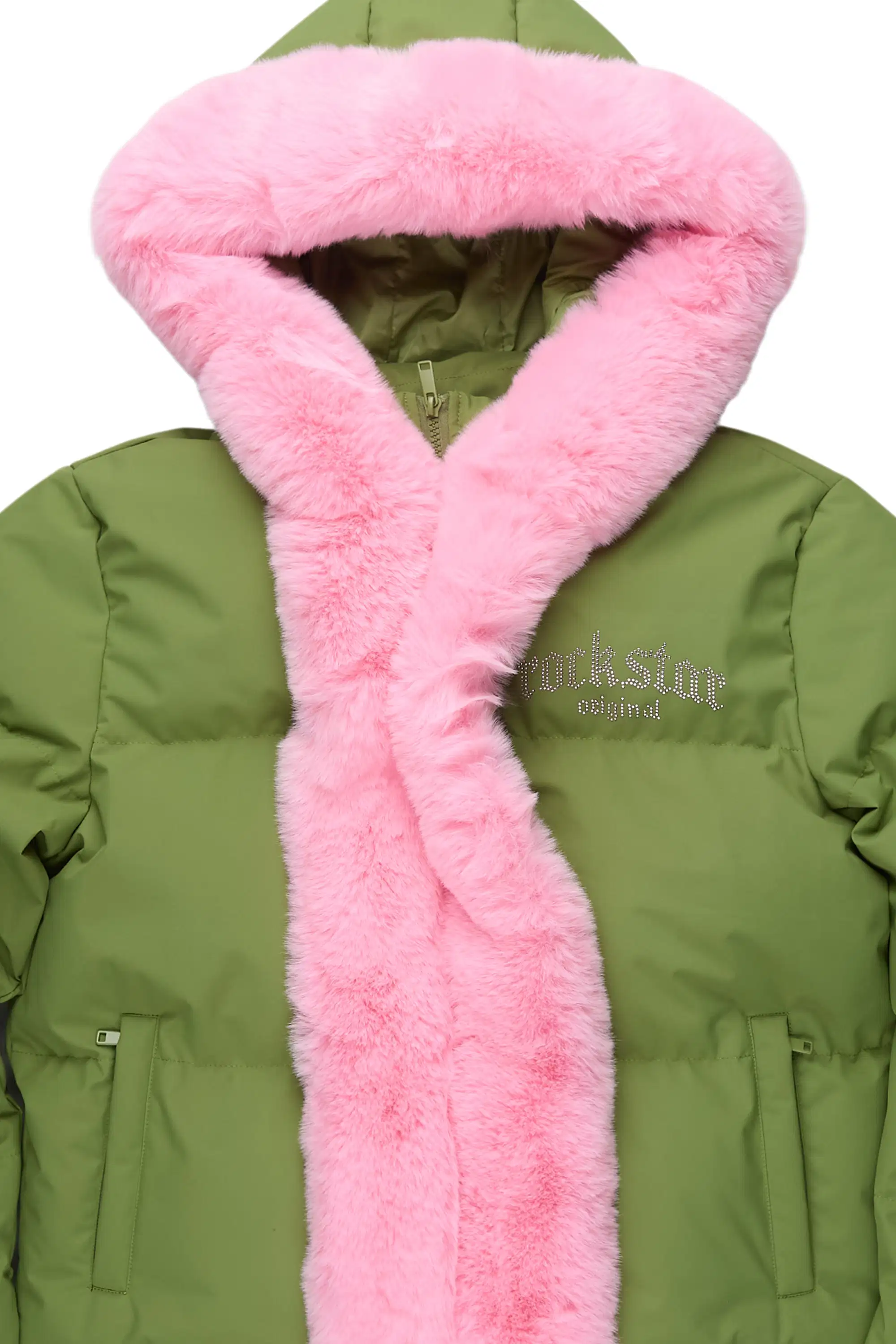 Dontaisha Olive Puffer Jacket With Fur Trim - Image 6