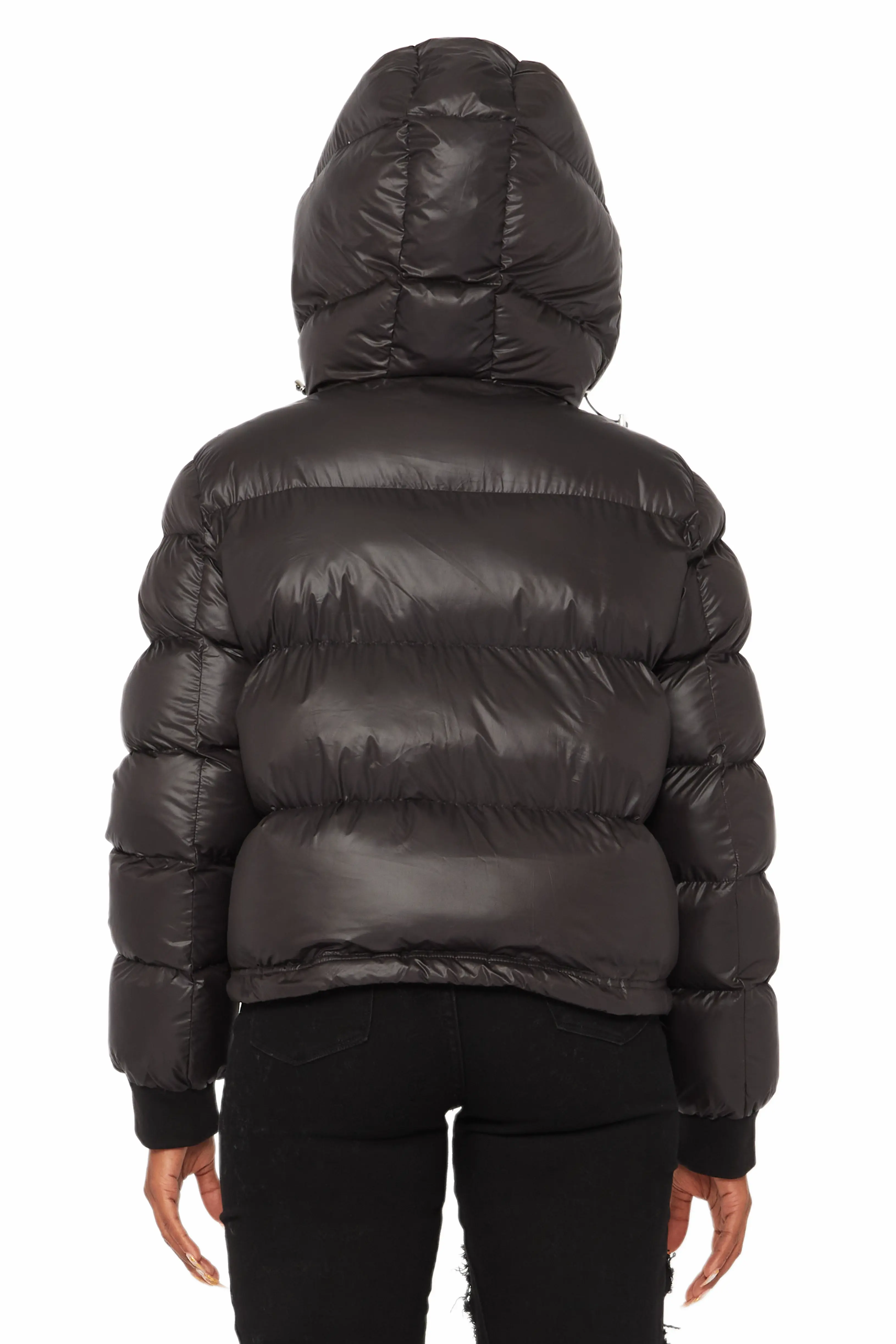 Rose Black Puffer Jacket - Image 18