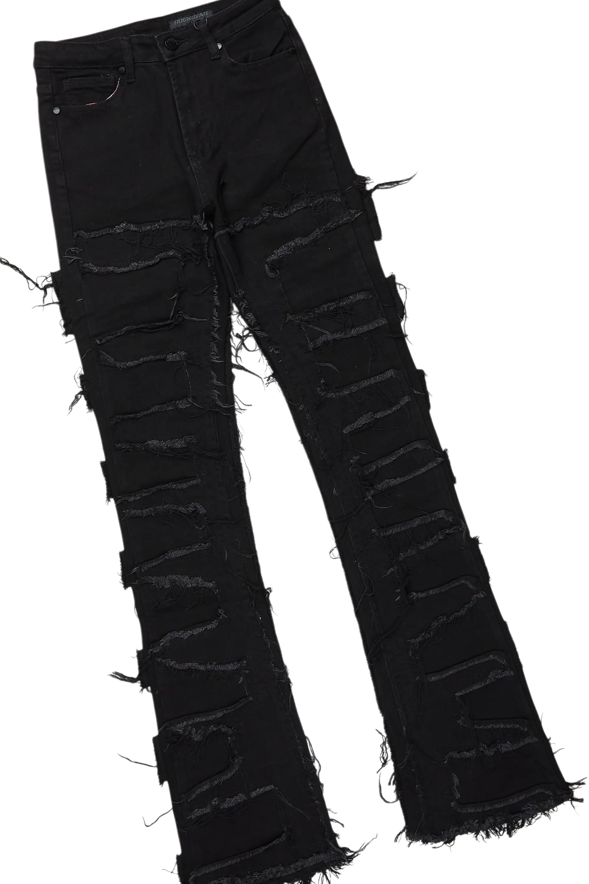 Maisha Black/Fuchsia Hoodie/Super Stacked Jean Set - Image 4