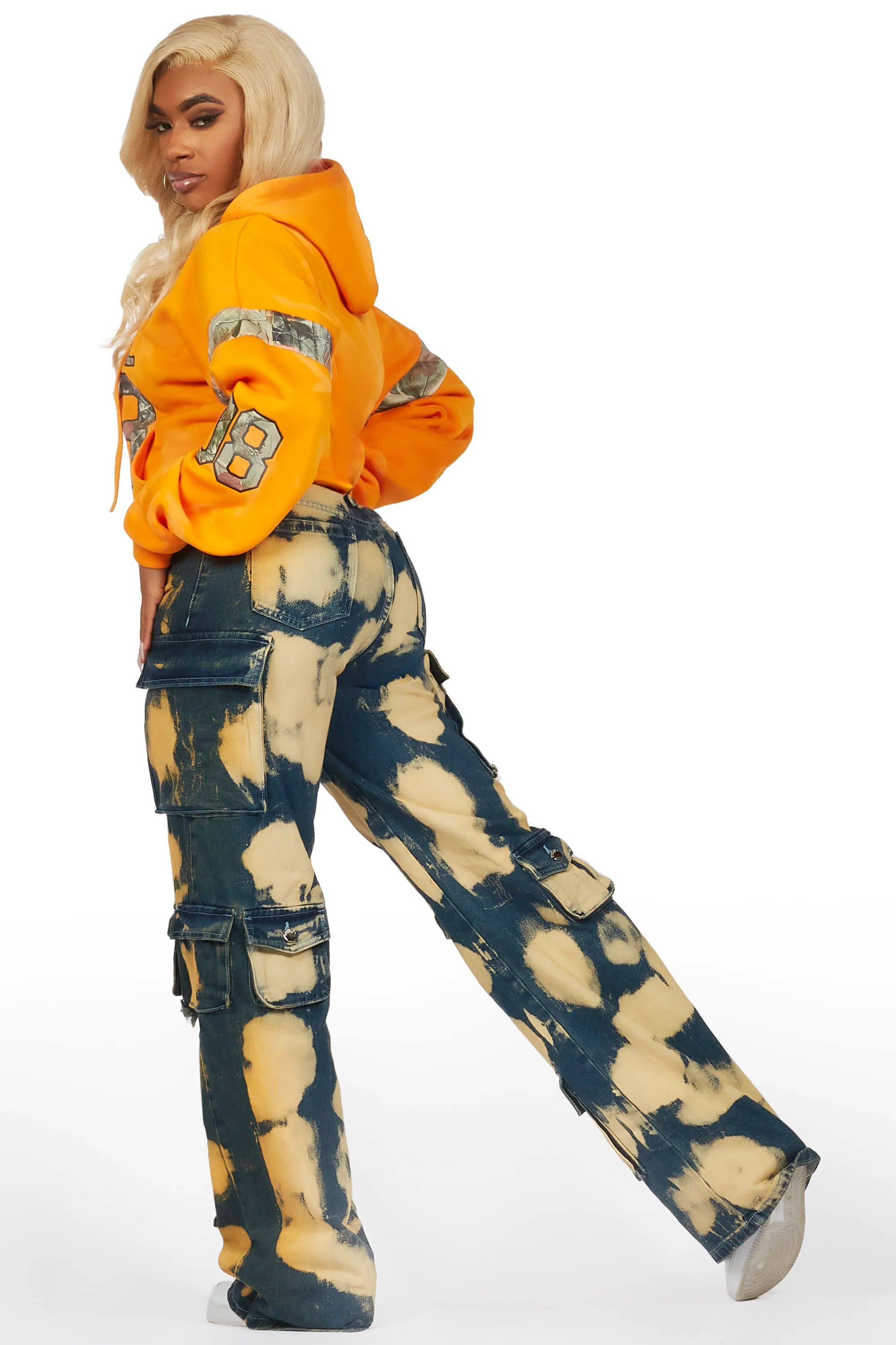 Damaria Orange/Blue Hoodie & Jean Set - Image 5