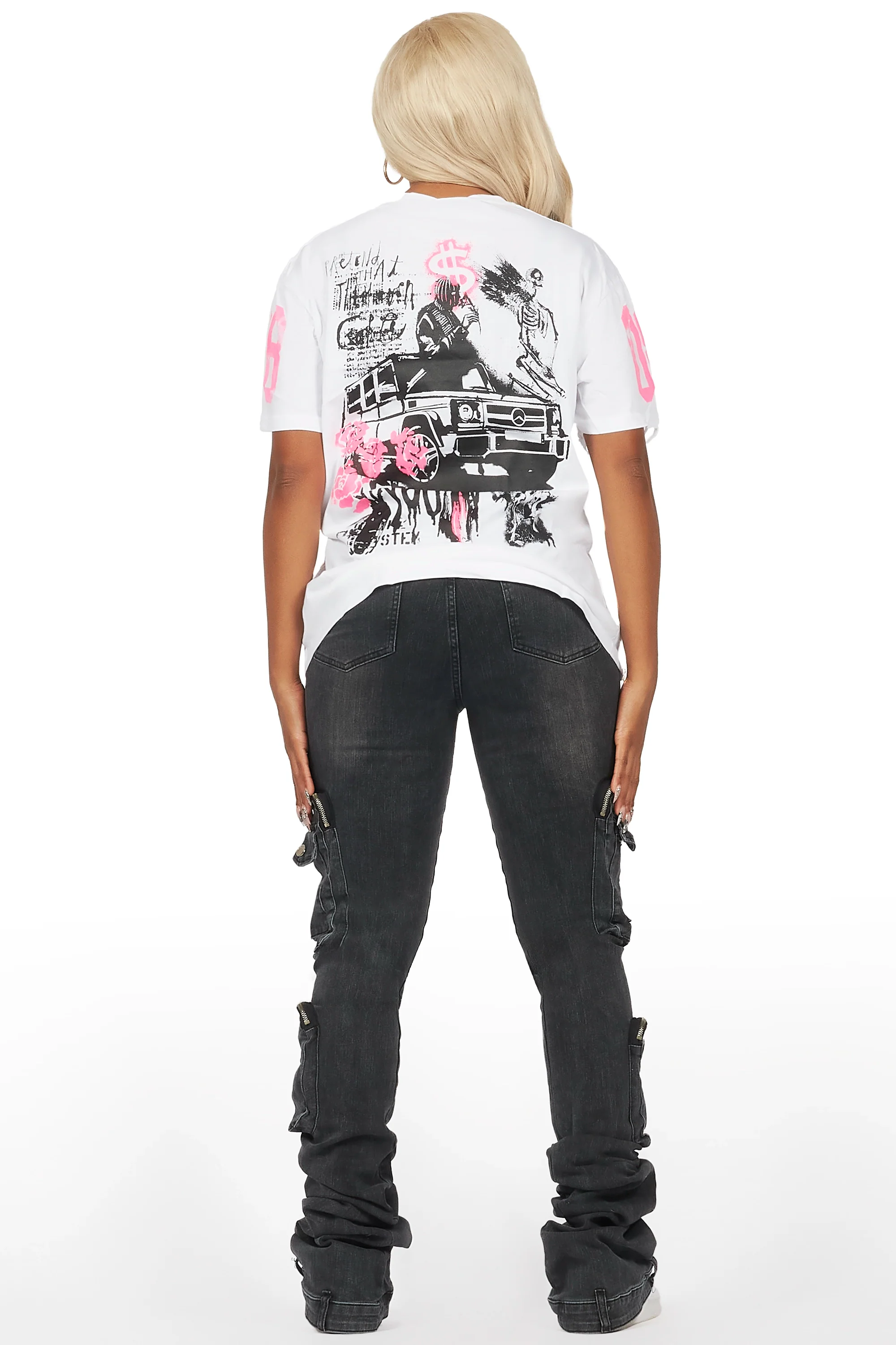 Shawneta White/Black Wash T-Shirt & Jean - Image 5